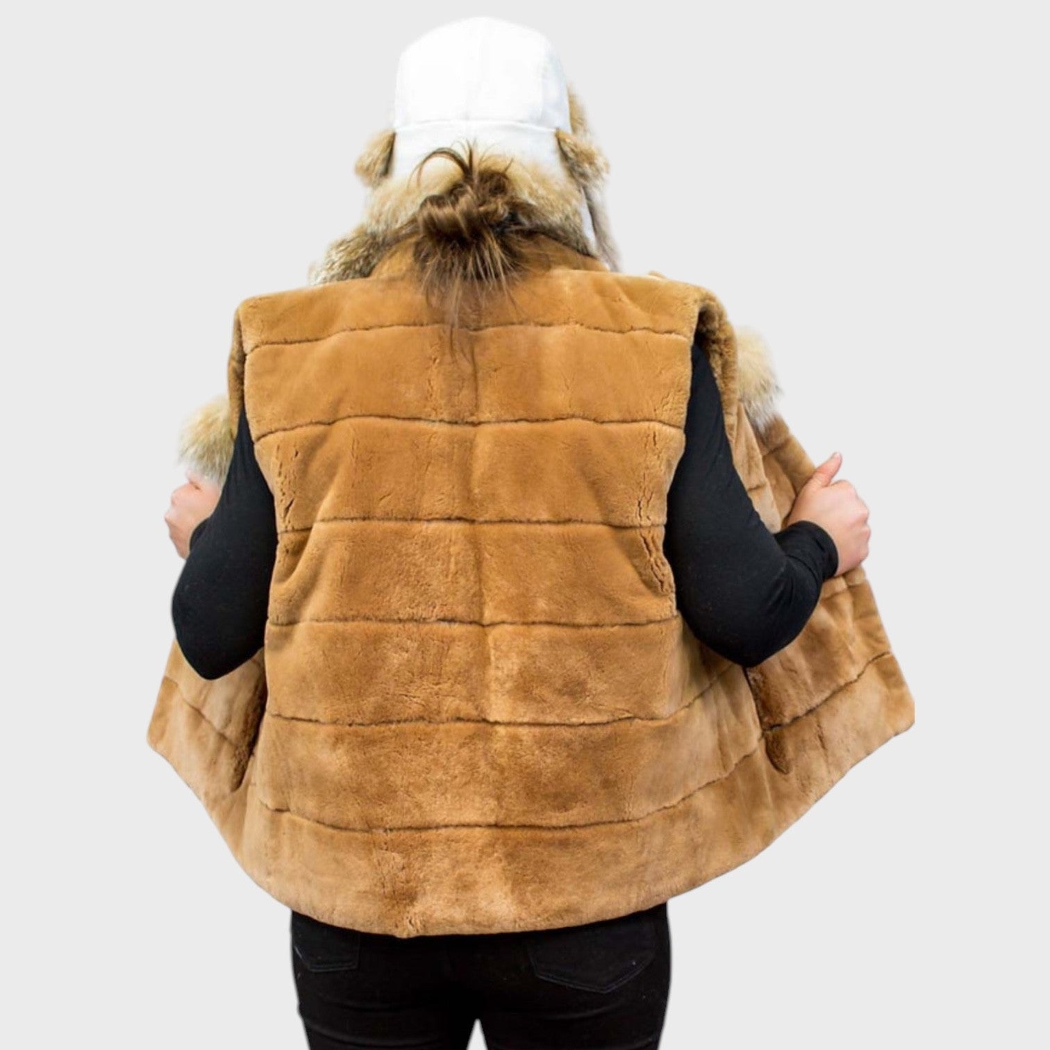Camel Dyed Sheared Beaver Vest - Reversible
