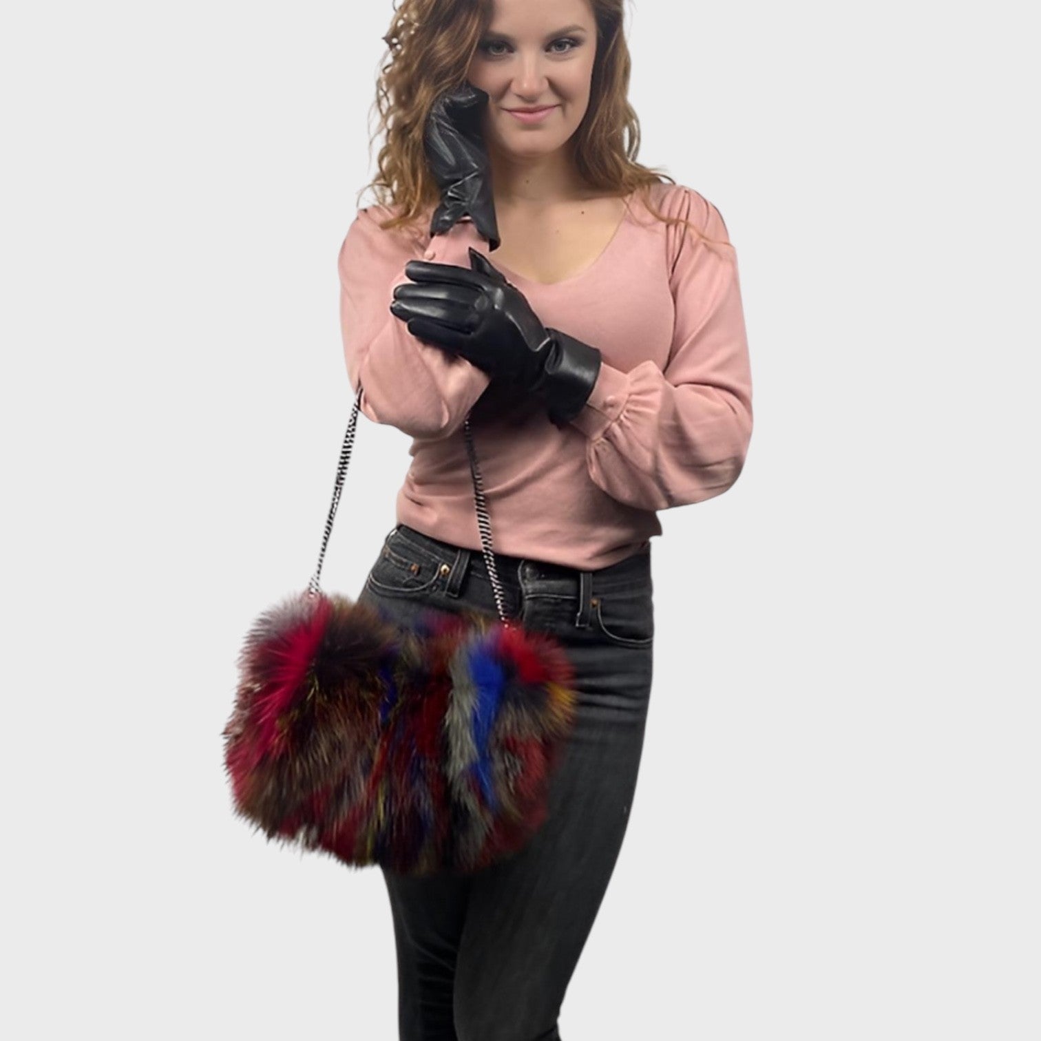 Fox Hand-Muff Purse - Metal Chain