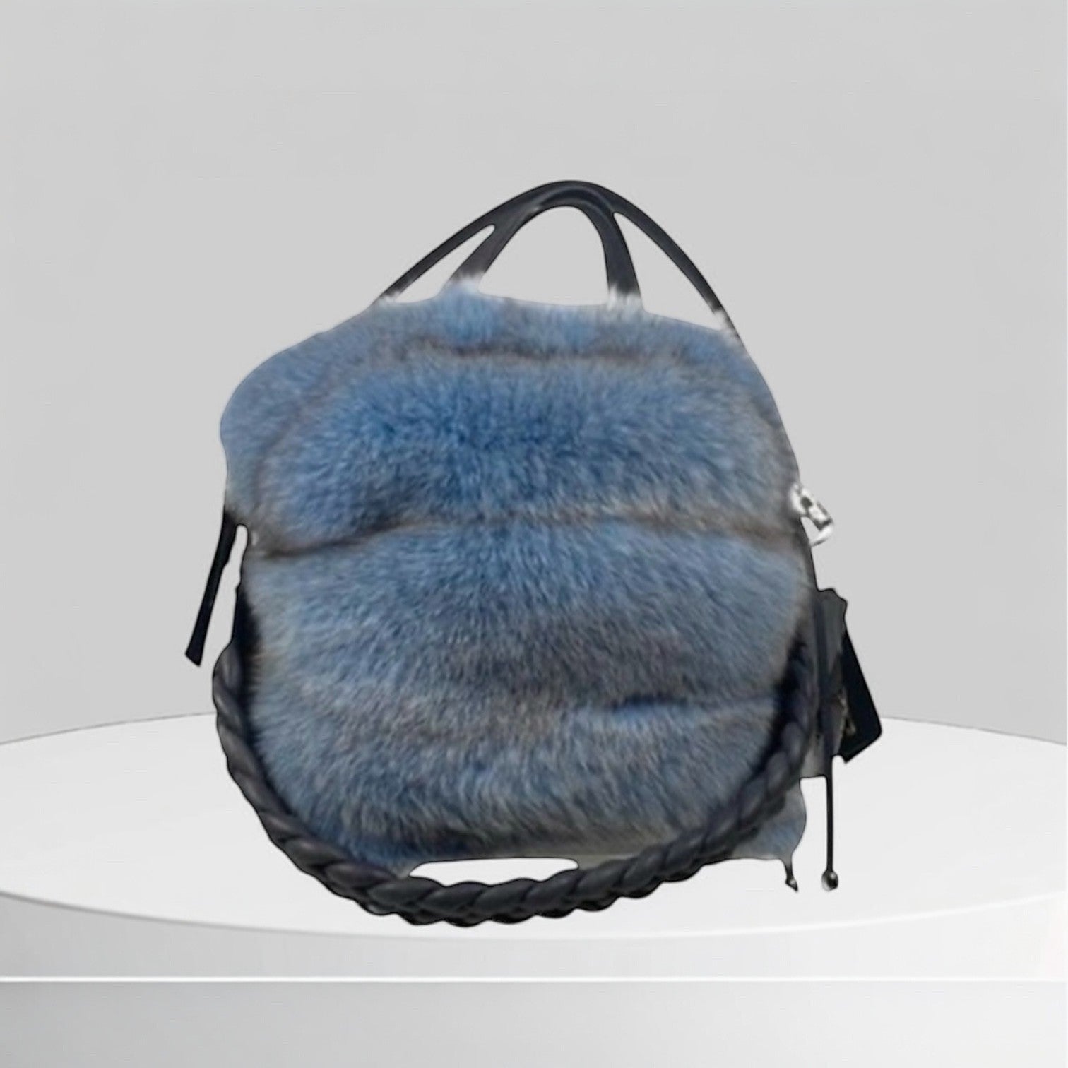 Light Blue Dyed Fox Luxe Bag