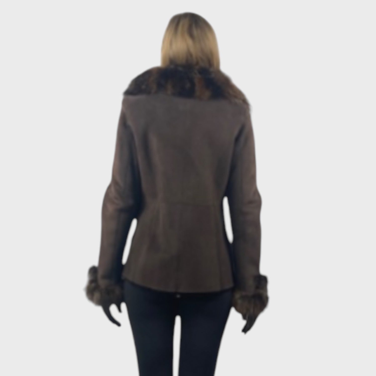 Shearling Jacket Mocha Suede - Matching Fox Trim