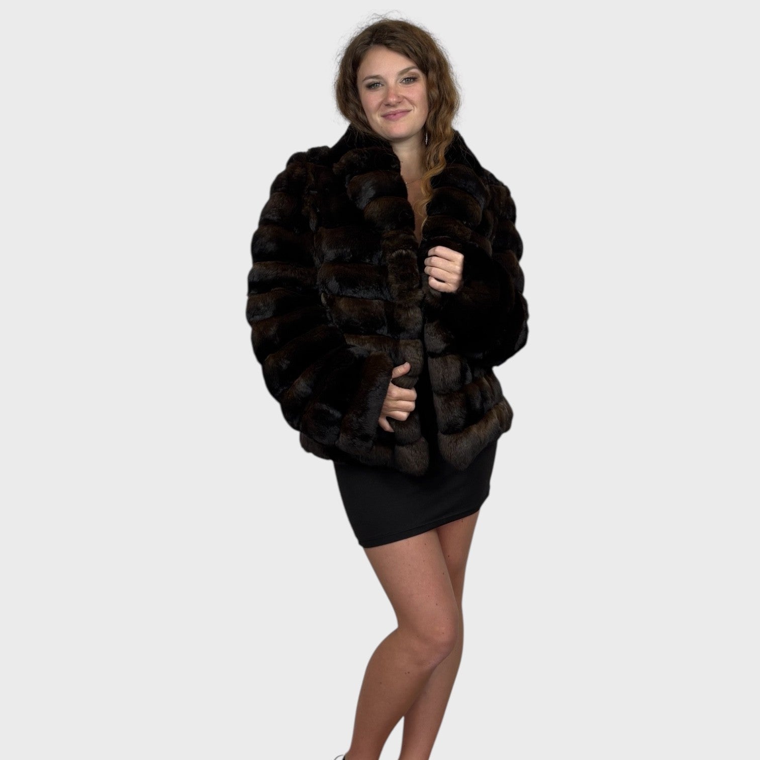Brown Dyed Chinchilla Short Jacket