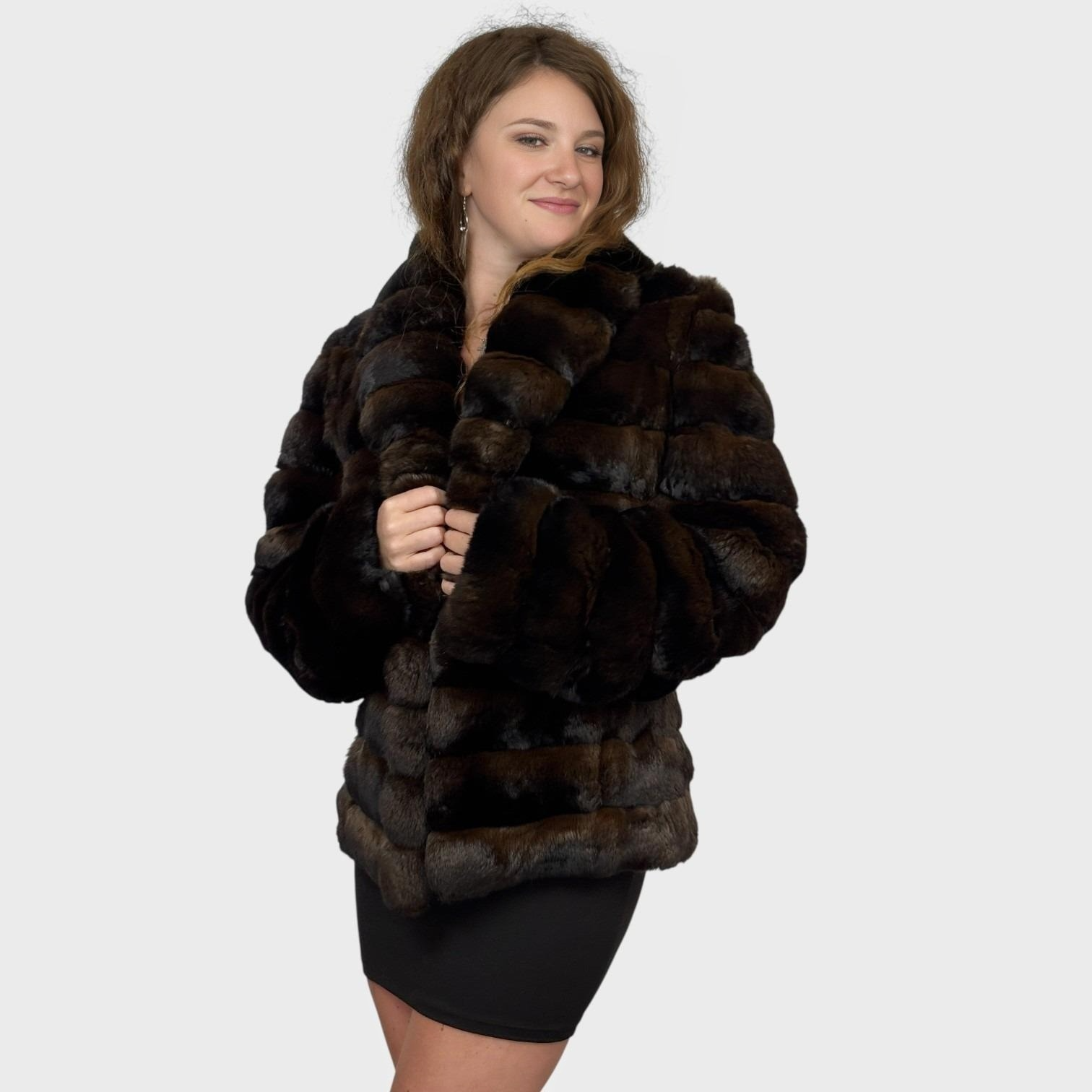 Brown Dyed Chinchilla Short Jacket