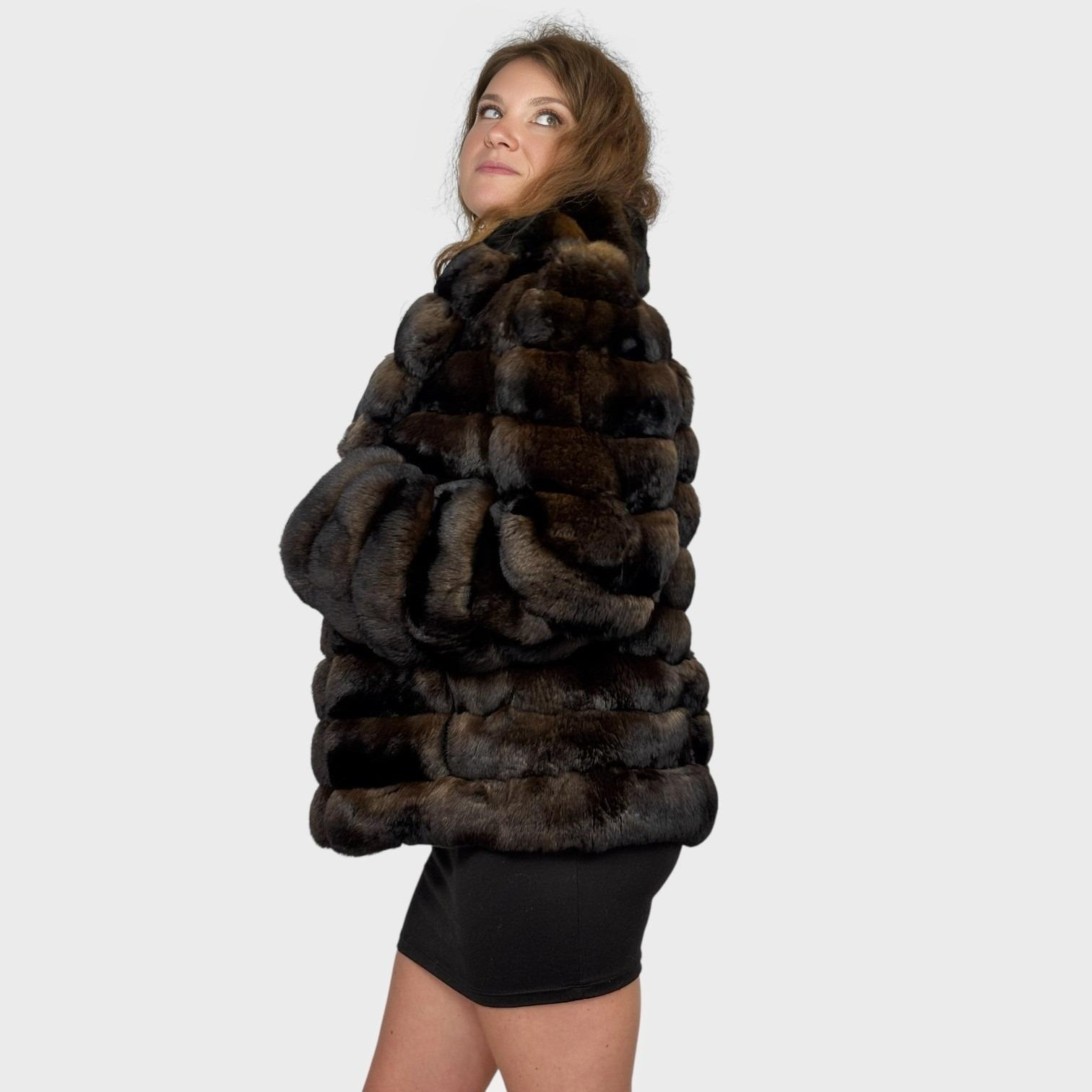Brown Dyed Chinchilla Short Jacket