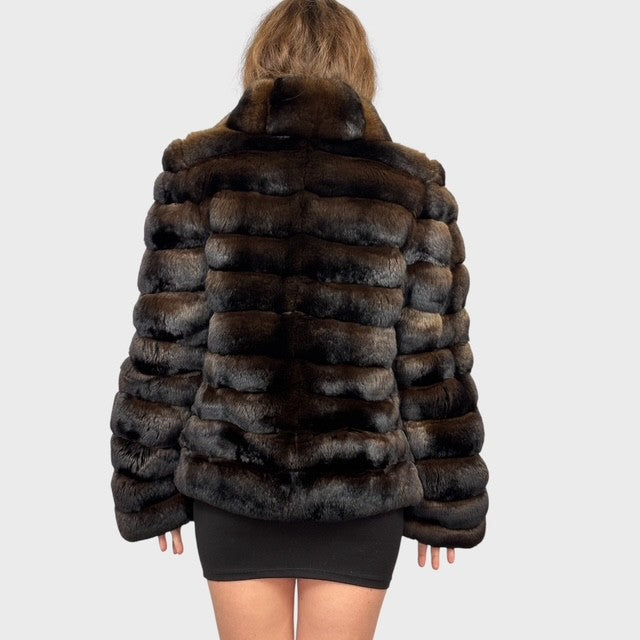 Brown Dyed Chinchilla Short Jacket