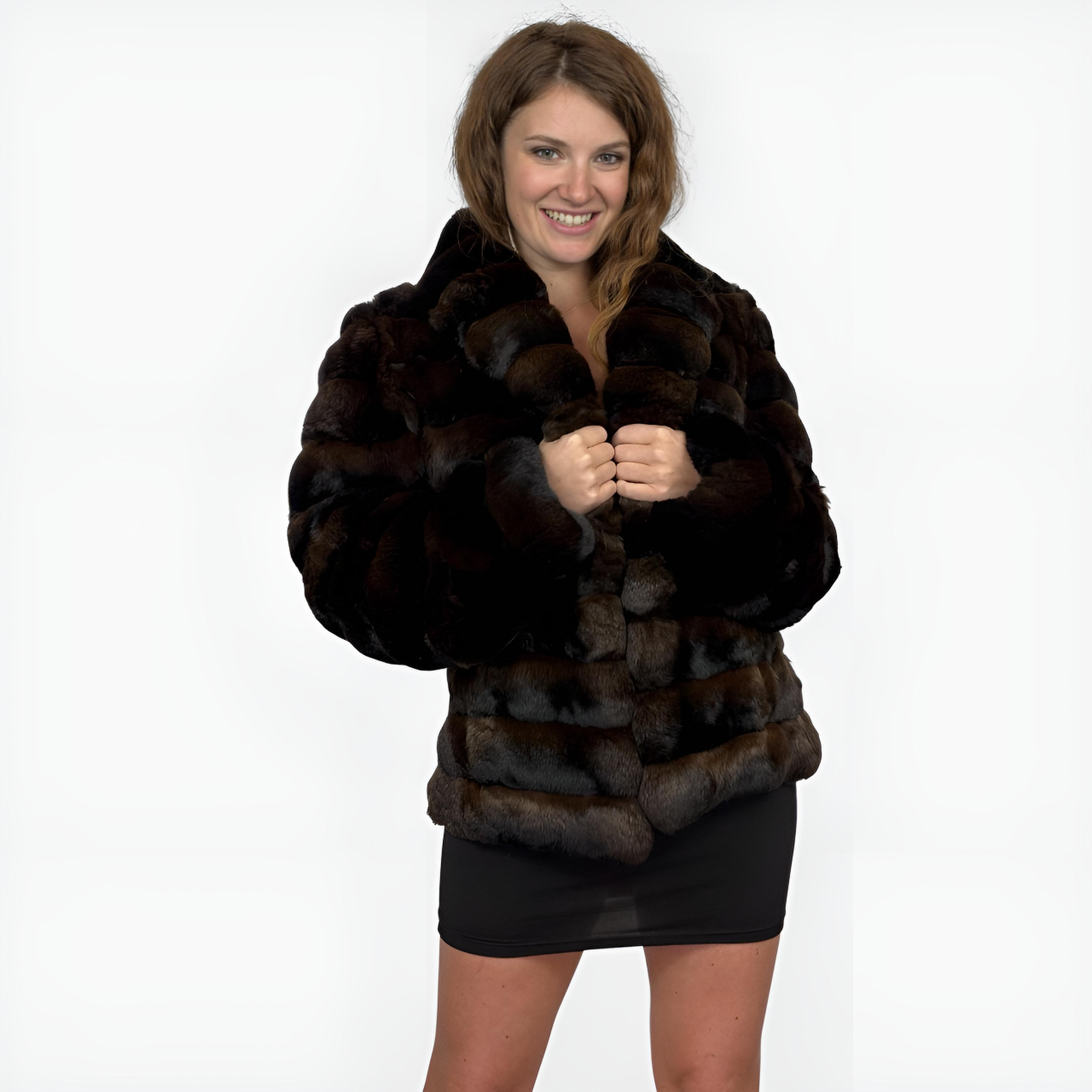 Brown Dyed Chinchilla Short Jacket