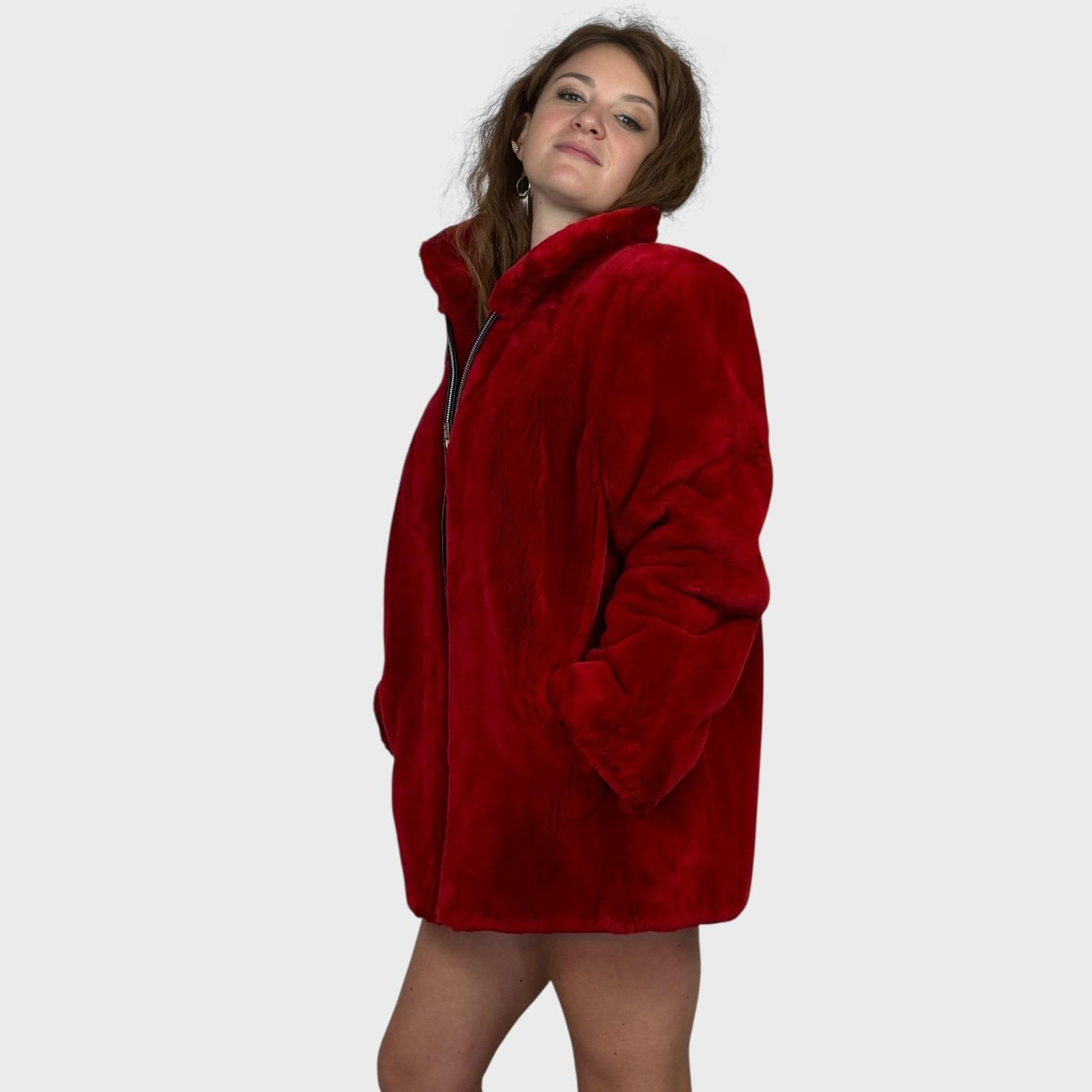 Fire Red Sheared Beaver Jacket