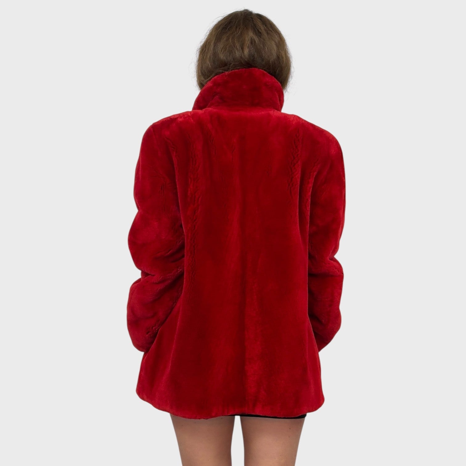 Fire Red Sheared Beaver Jacket