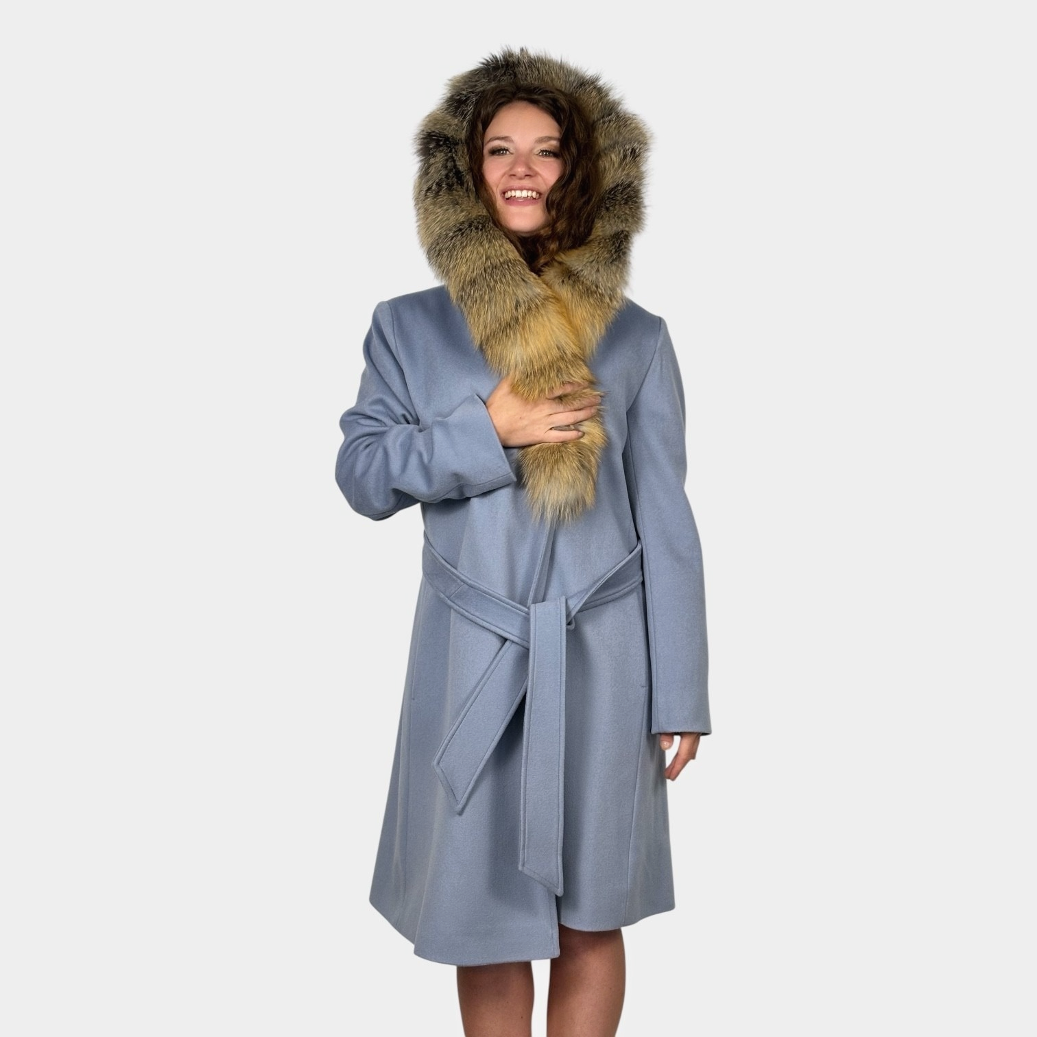 Loro Piana Superfine Wool Coat - Natural Cross Fox Trim