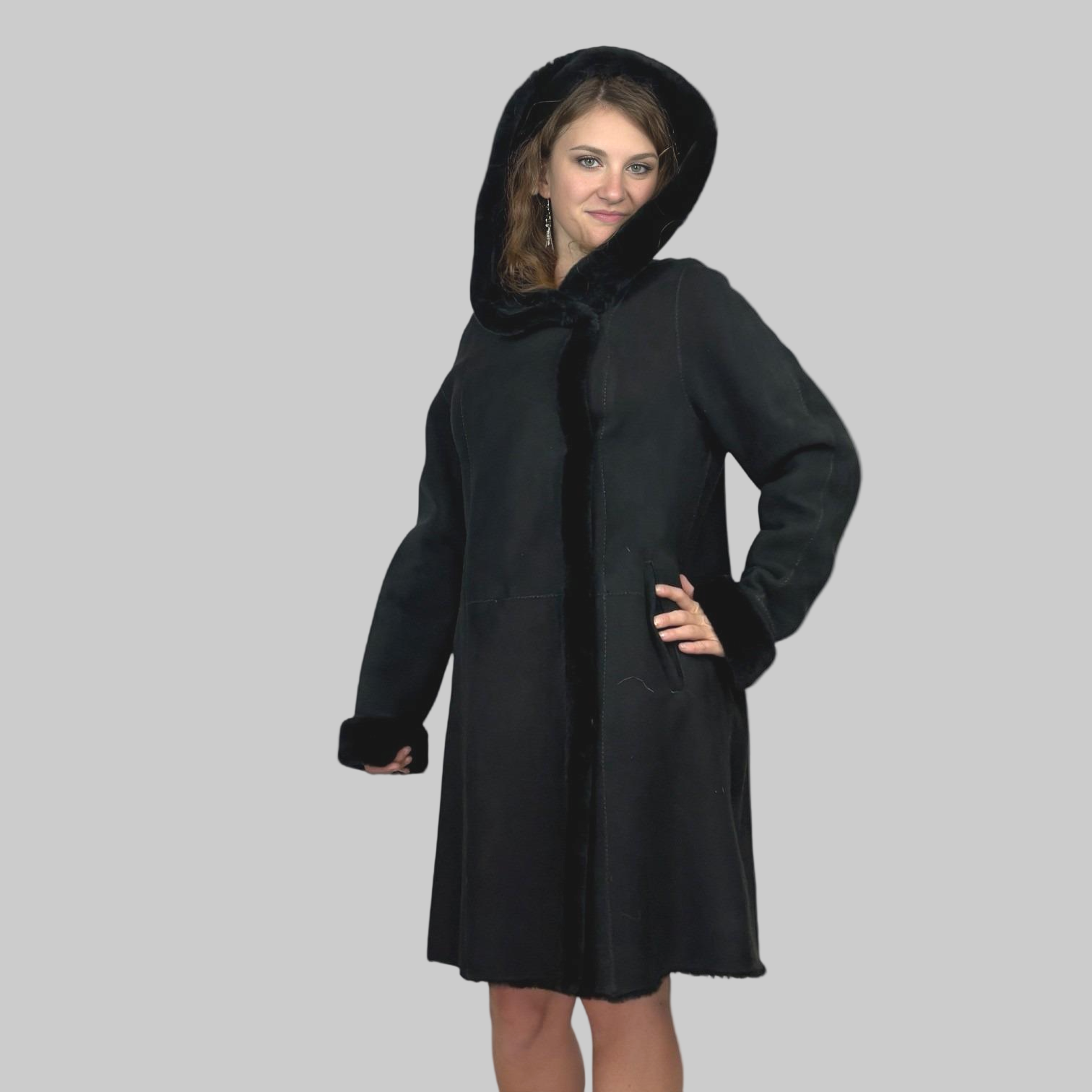 Black Jet Suede Jacked - Attached Hood