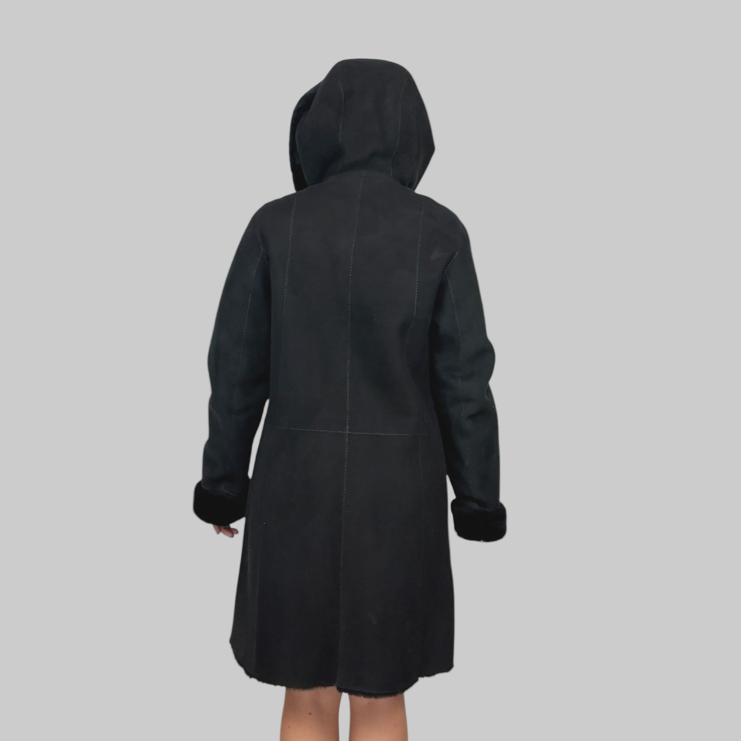 Black Jet Suede Jacked - Attached Hood