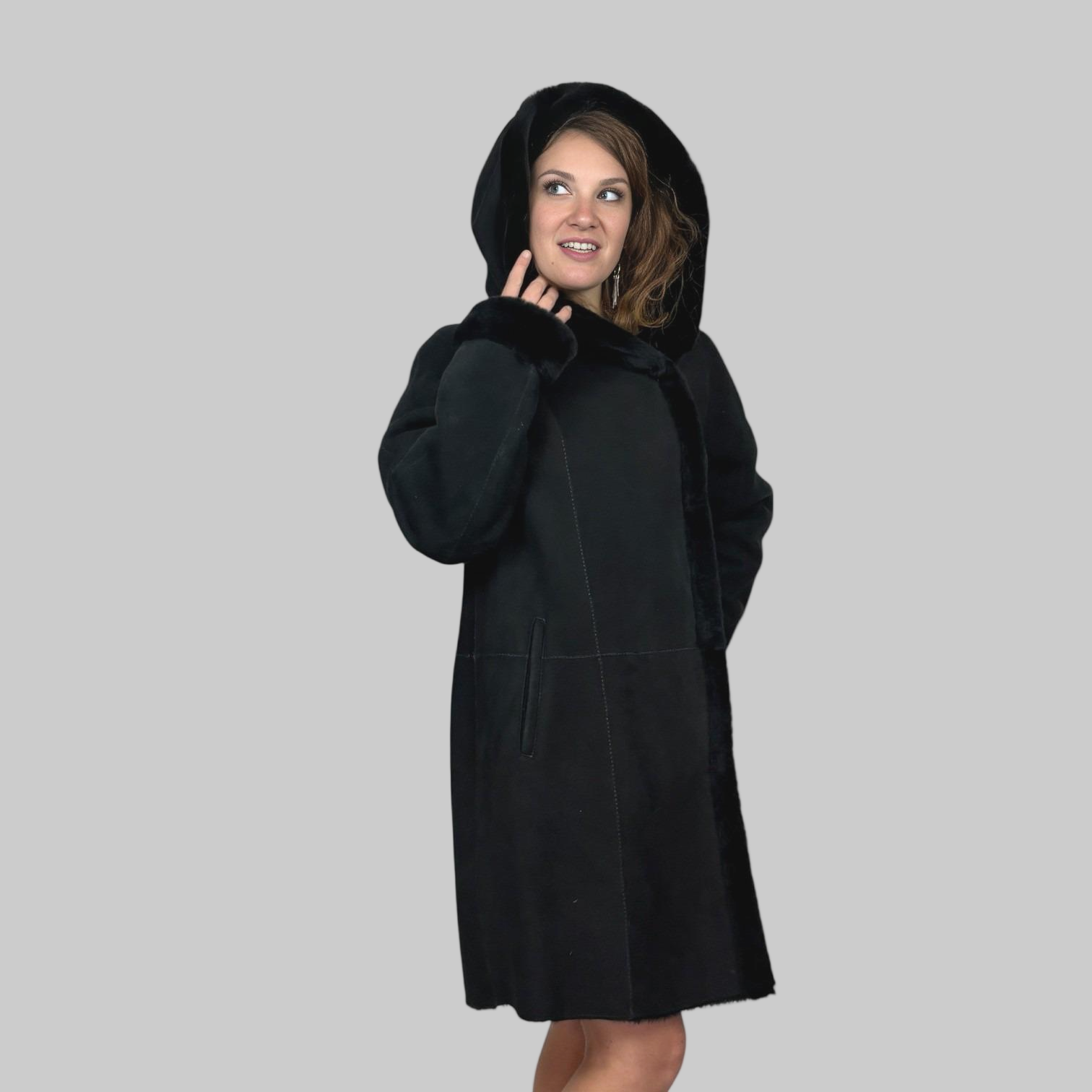 Black Jet Suede Jacked - Attached Hood