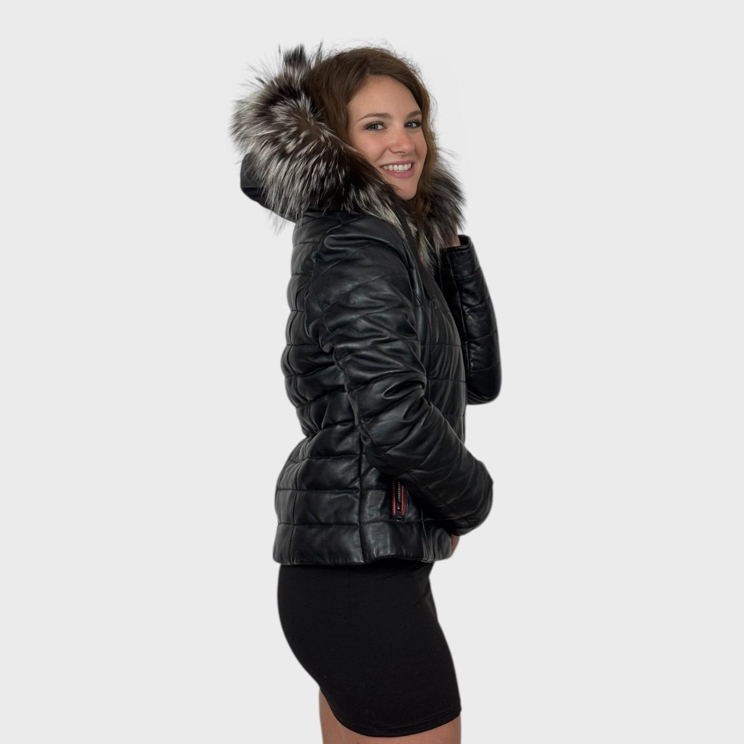 Black Puffy Short Jacket - Red trim