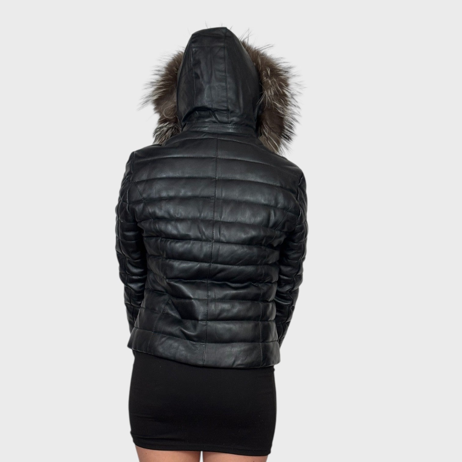 Black Puffy Short Jacket - Red trim