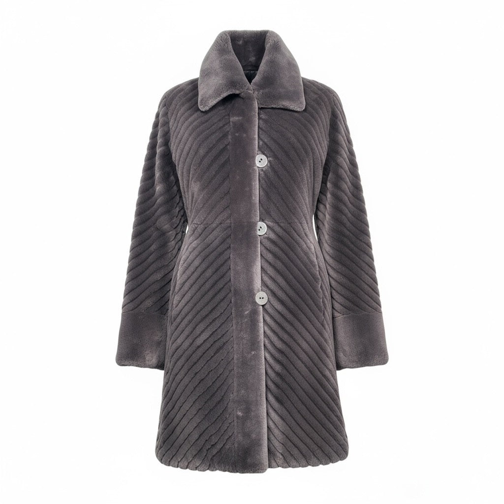 Sheared & Grooved Beaver Jacket - Reversible to Taffeta