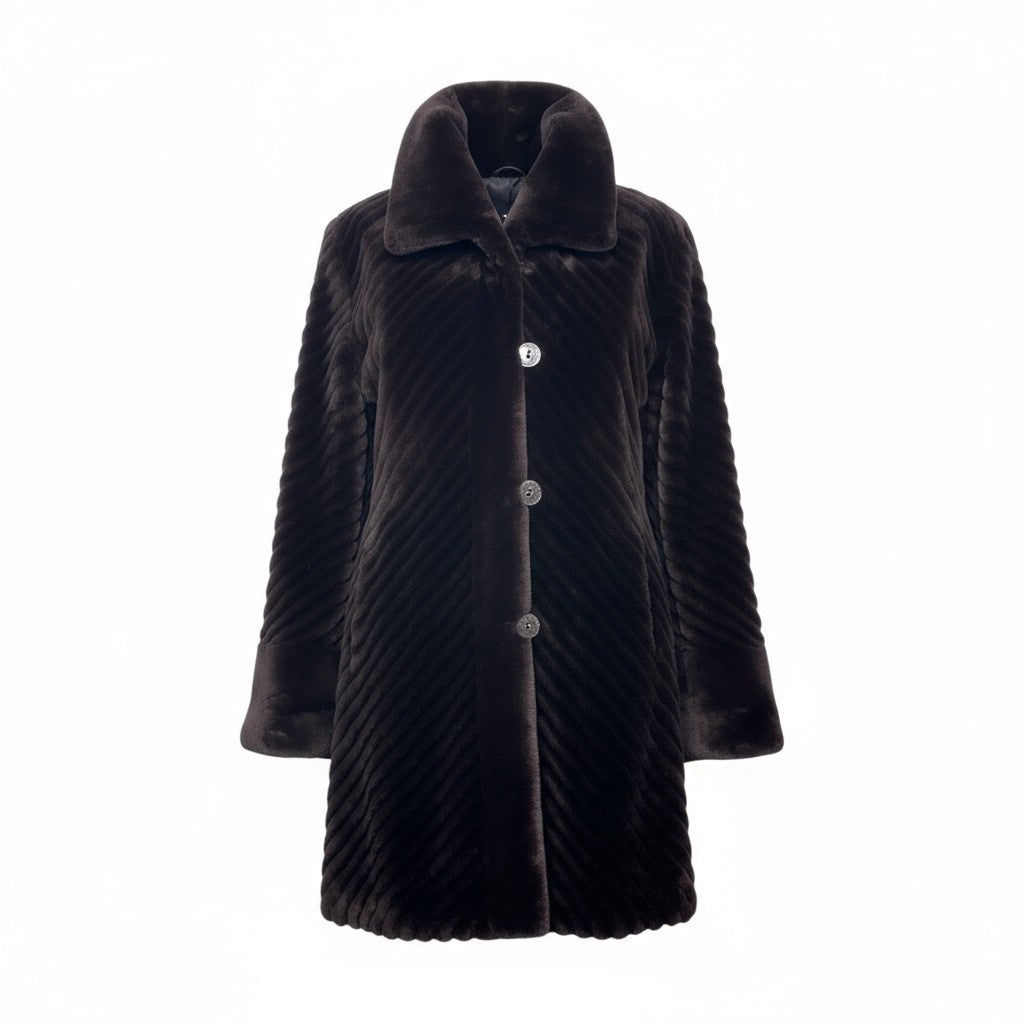 Sheared & Grooved Beaver Jacket - Reversible to Taffeta