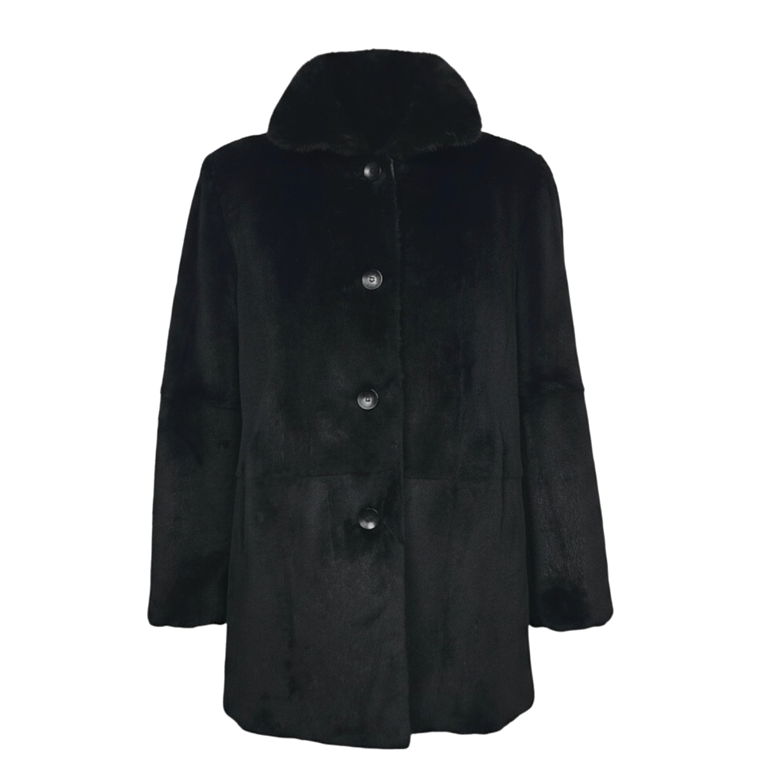 Men's Black Sheared Rabbit Jacket - Reversible to Black Leather