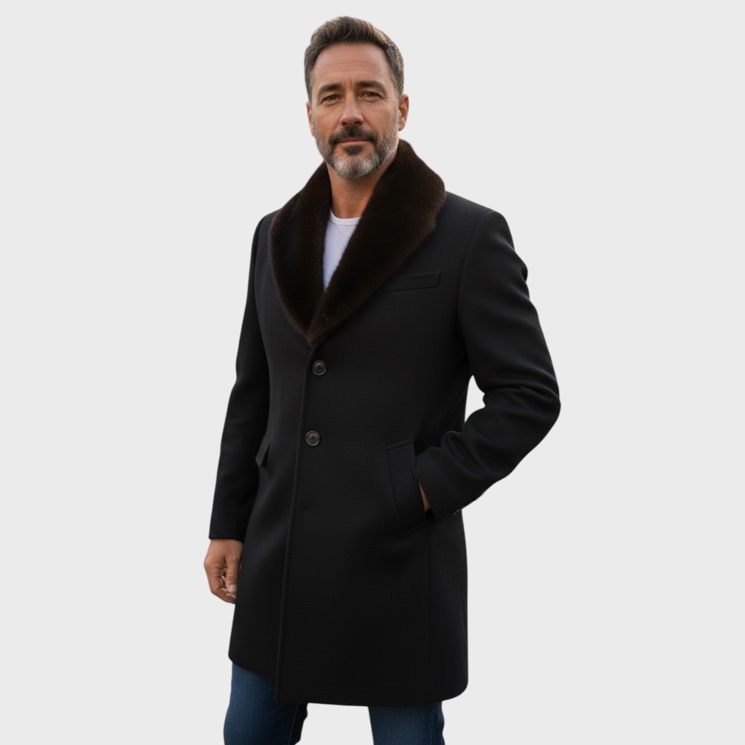 Loro Piana Superfine Wool Men's Coat - Mink Collar