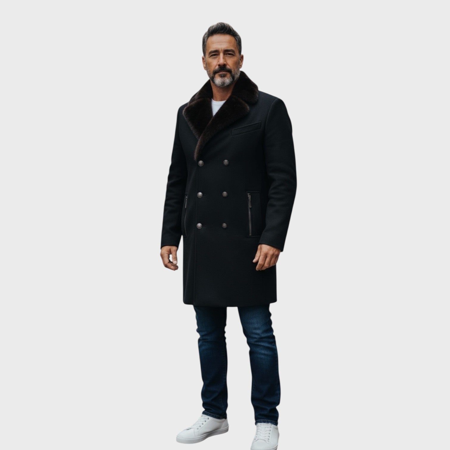 Loro Piana Superfine Wool Men's Coat - Mink Collar