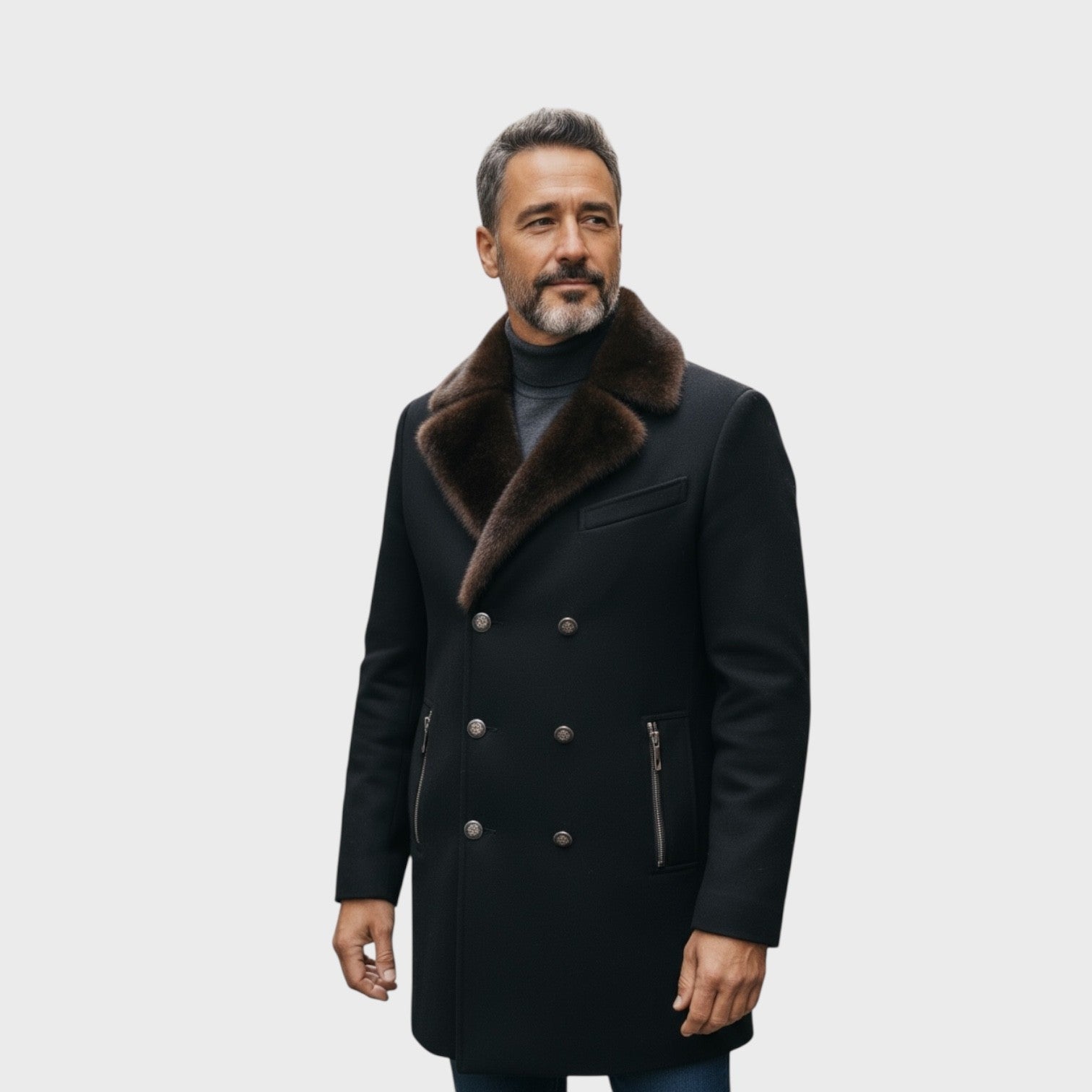 Loro Piana Superfine Wool Men's Coat - Mink Collar