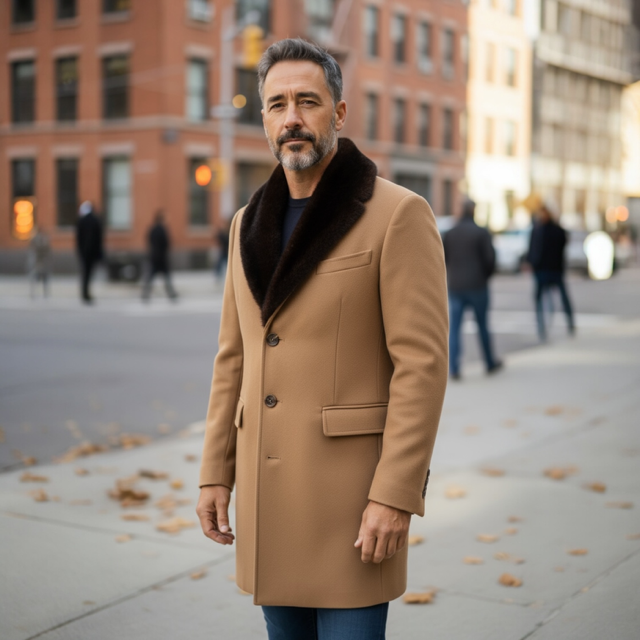 Loro Piana Superfine Wool Men's Coat - Mink Collar