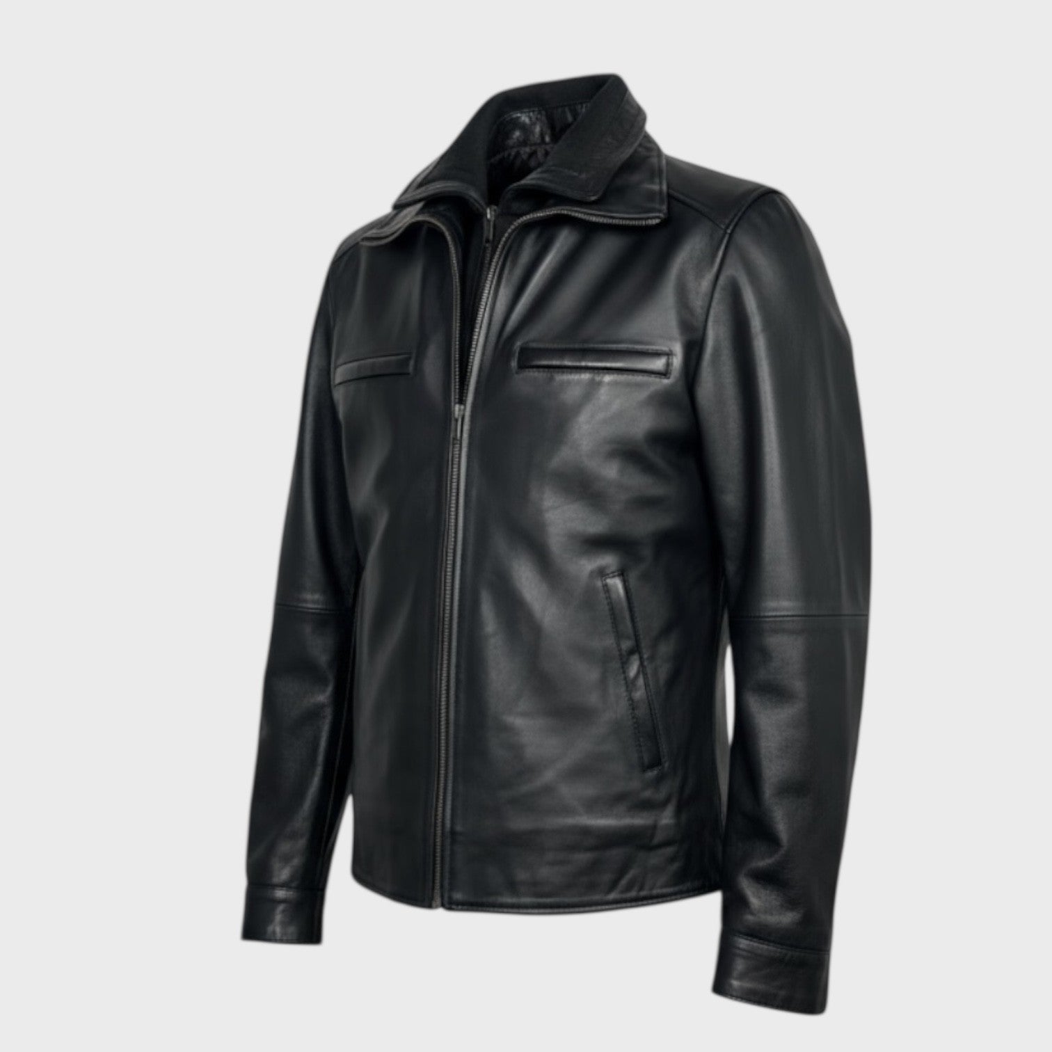 Black men's leather Jacket