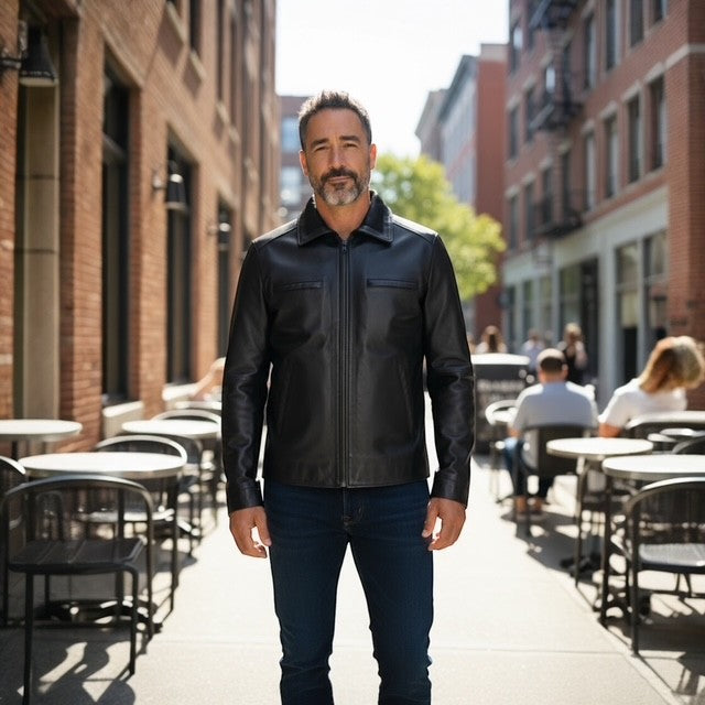 Black men's leather Jacket