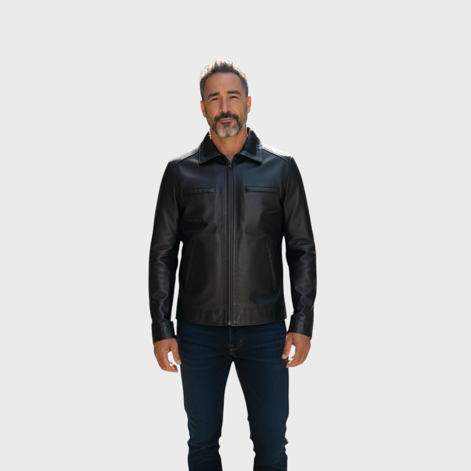 Black men's leather Jacket