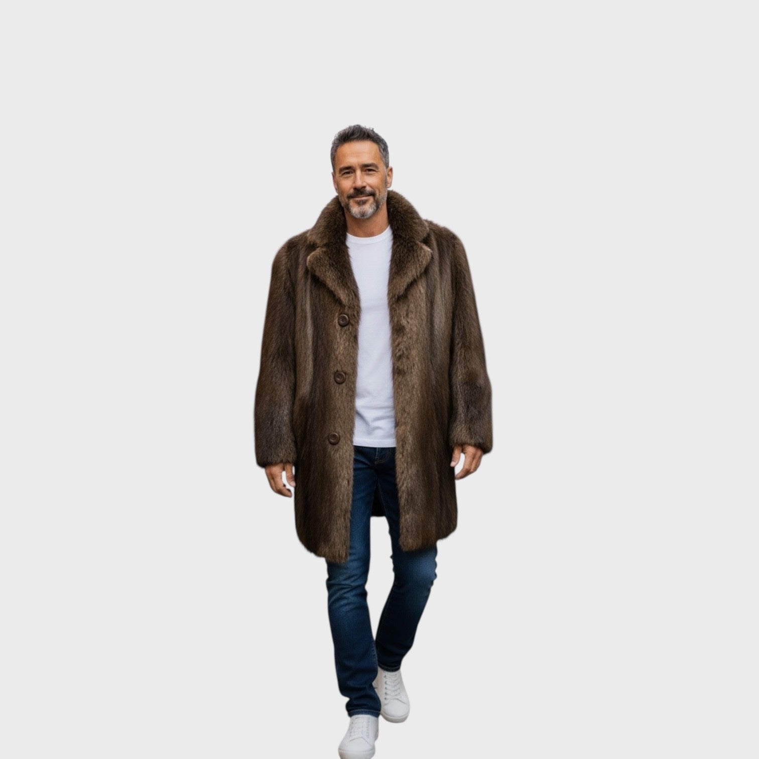 Natural Log Hair Beaver Men's 3/4 Coat