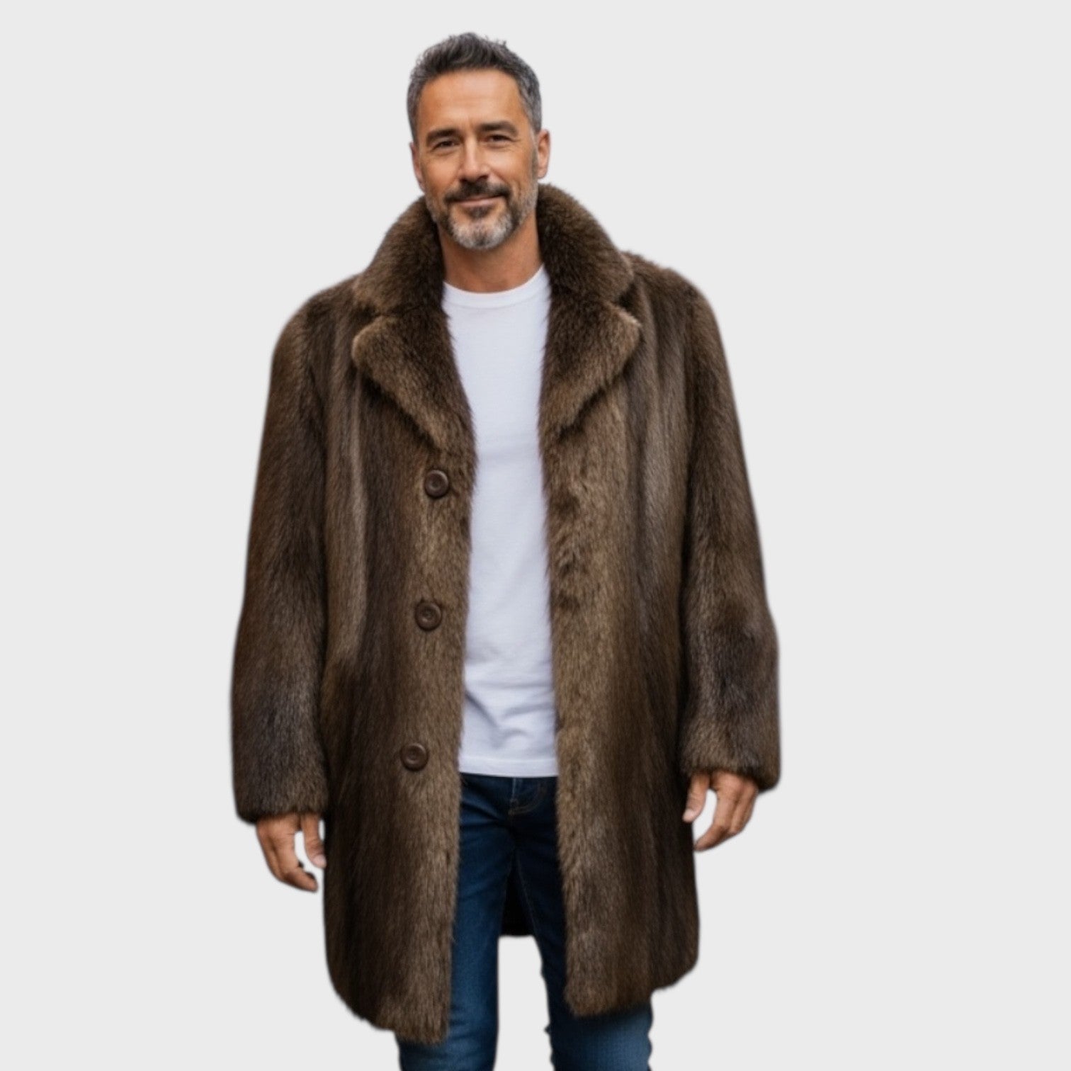 Natural Log Hair Beaver Men's 3/4 Coat