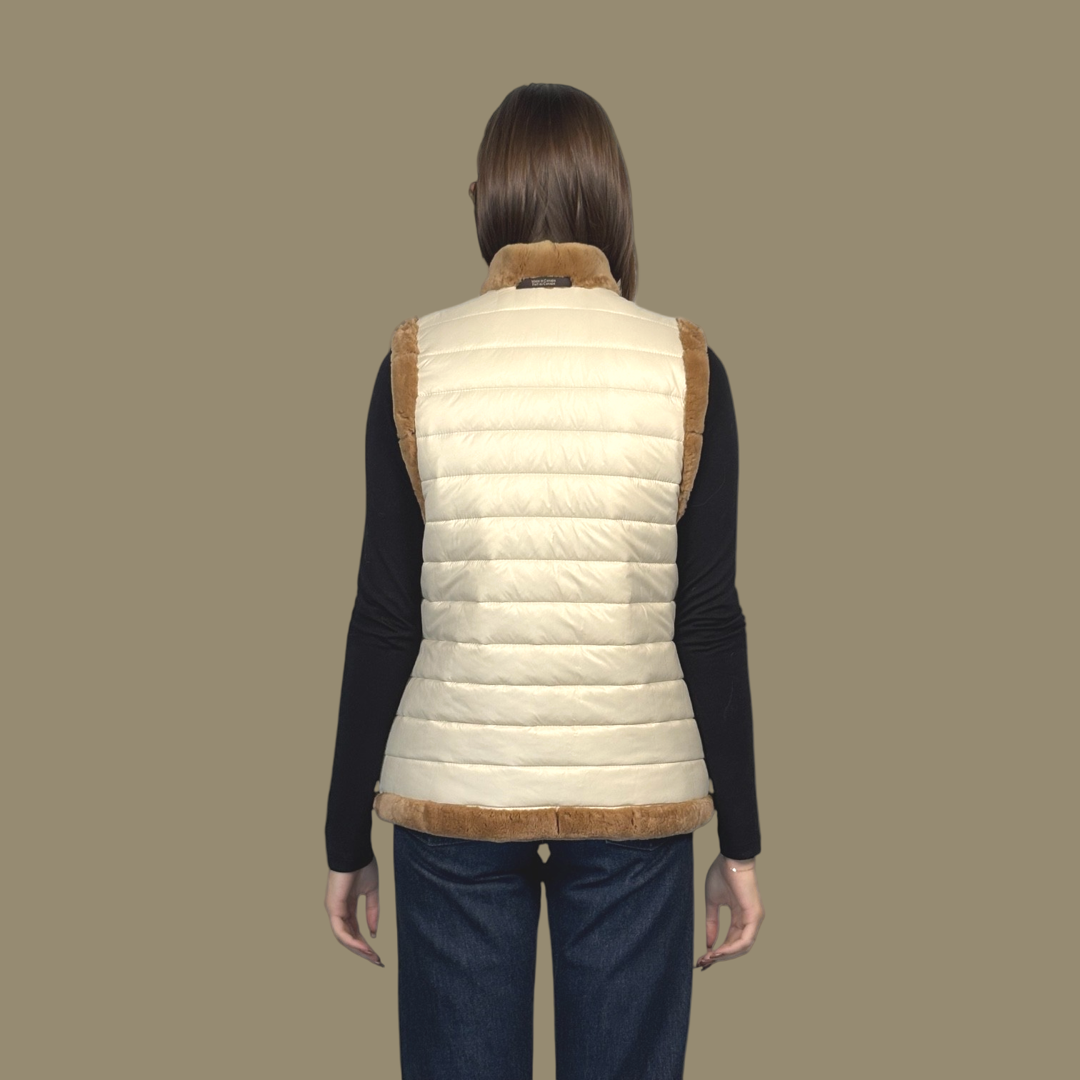 Camel Dyed Sheared Beaver Vest - Reversible
