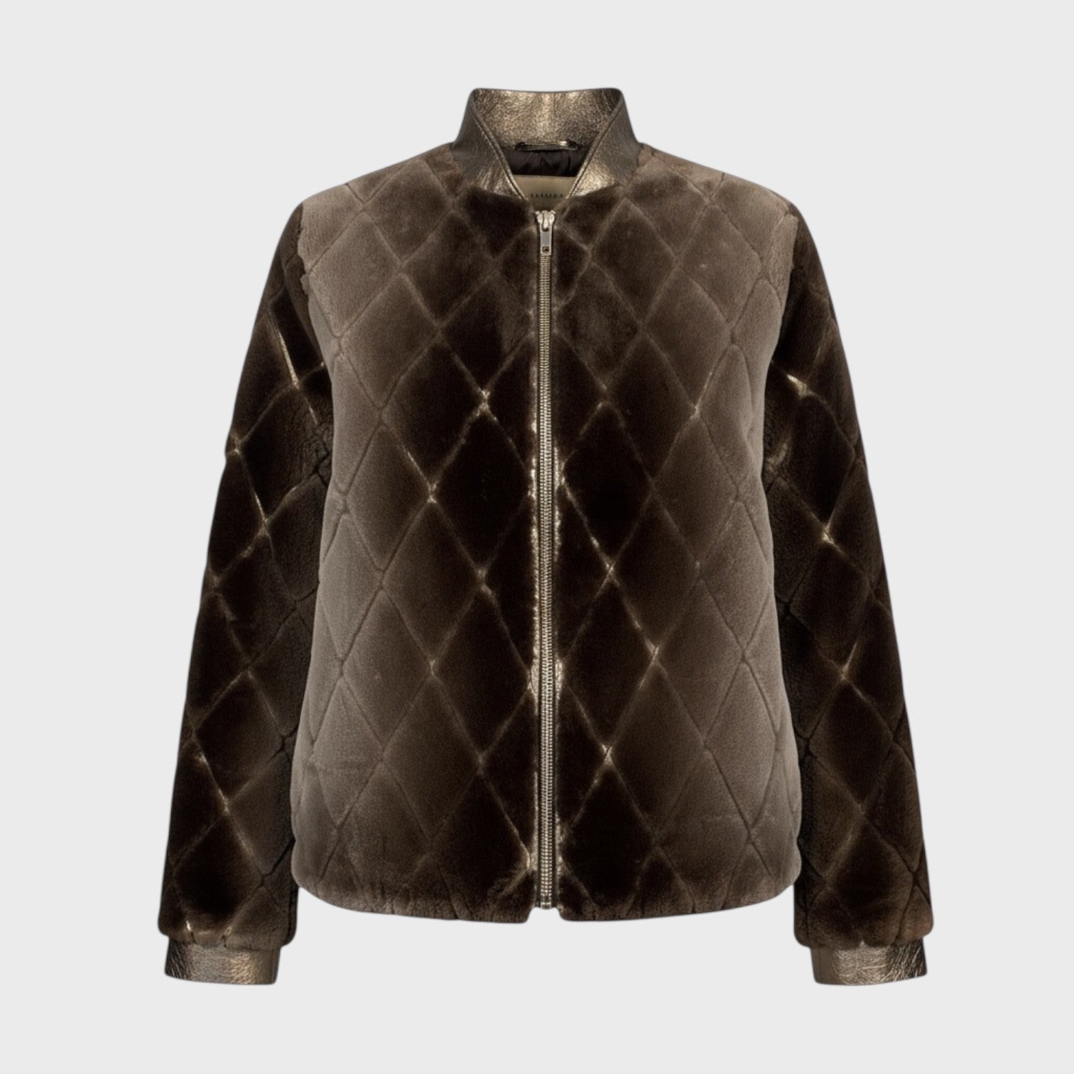 Natural Sheared Beaver Jacket - Leather Inserts