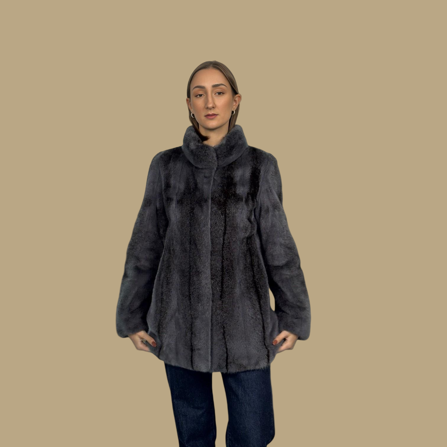 Grey Cross Mink Jacket
