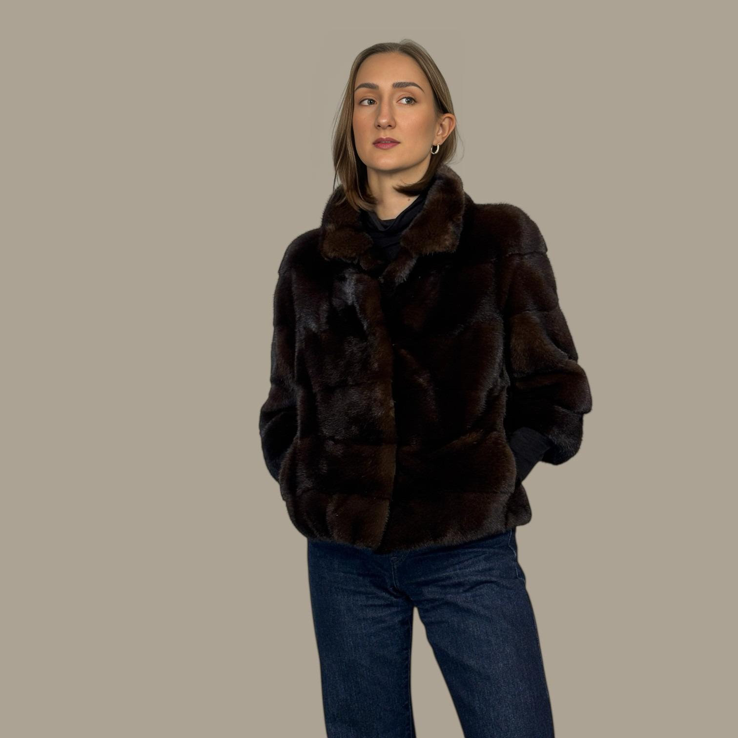 Dark Mahogany Short Mink jacket