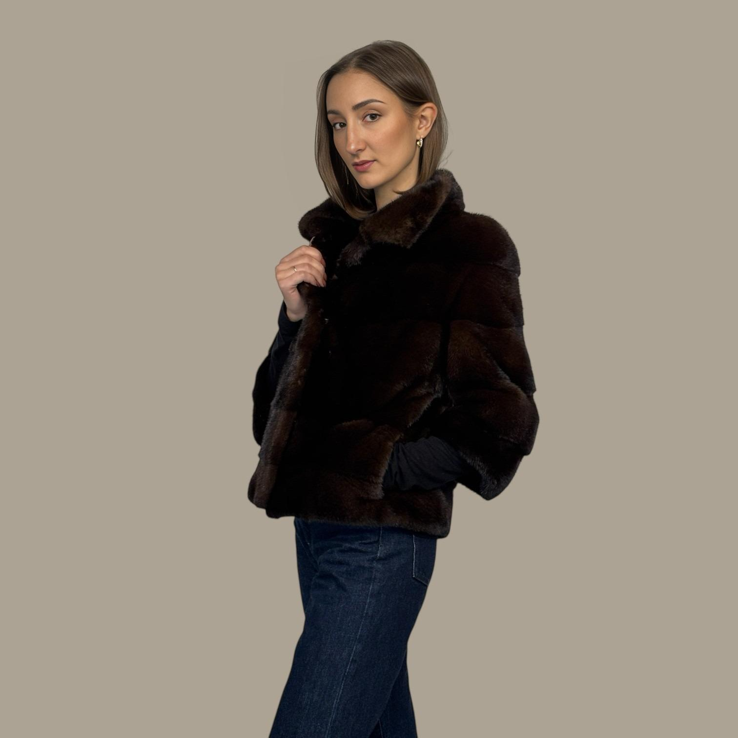 Dark Mahogany Short Mink jacket