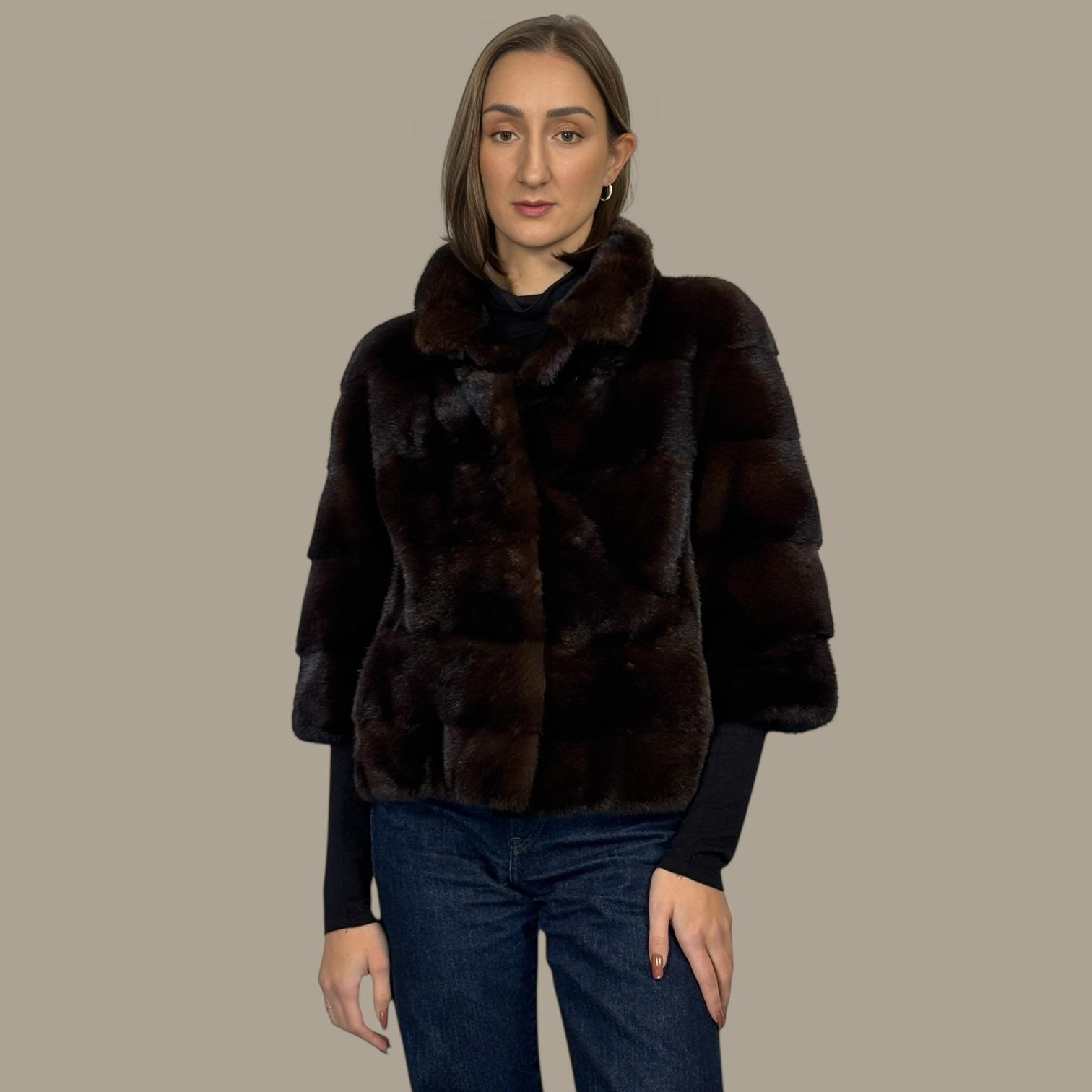 Dark Mahogany Short Mink jacket