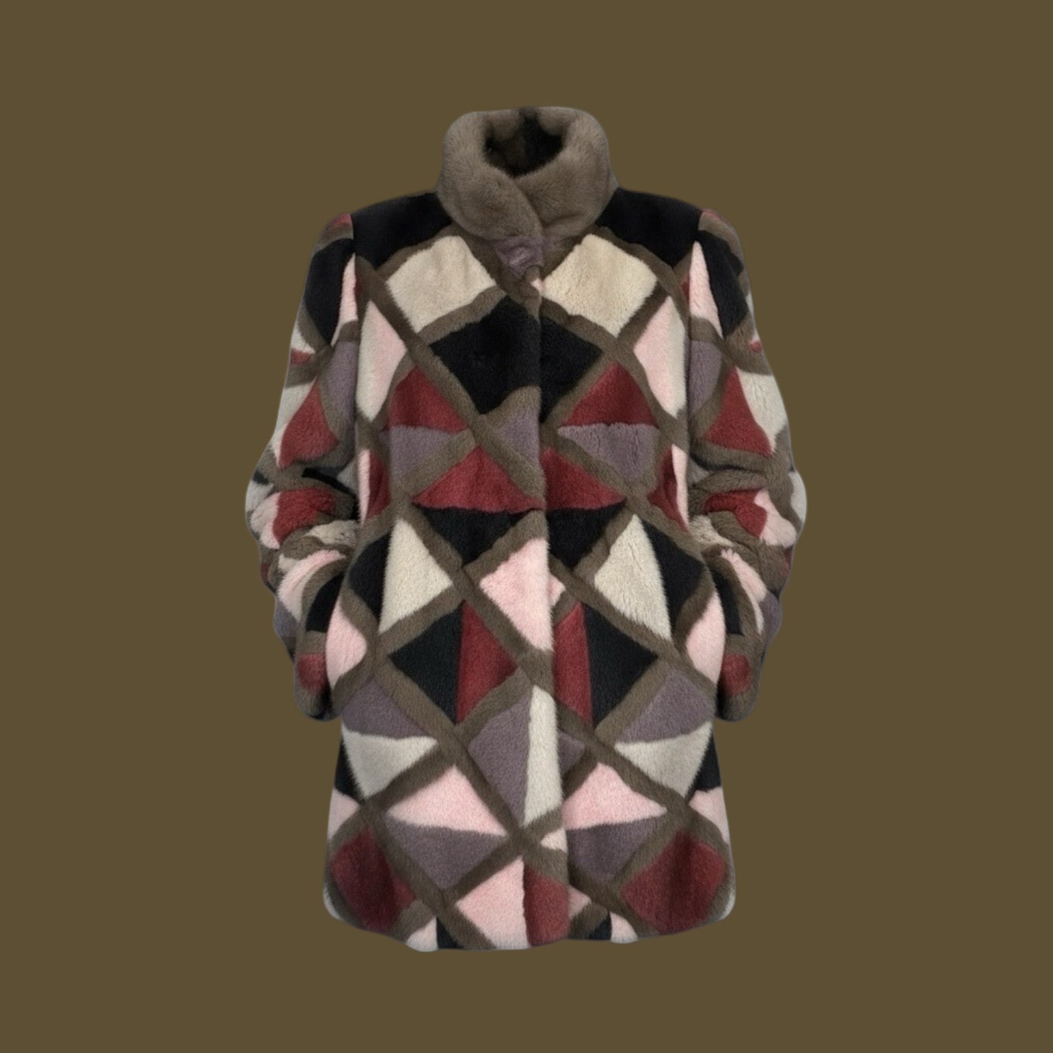Multicolored Diamond Cut Mink Jacket