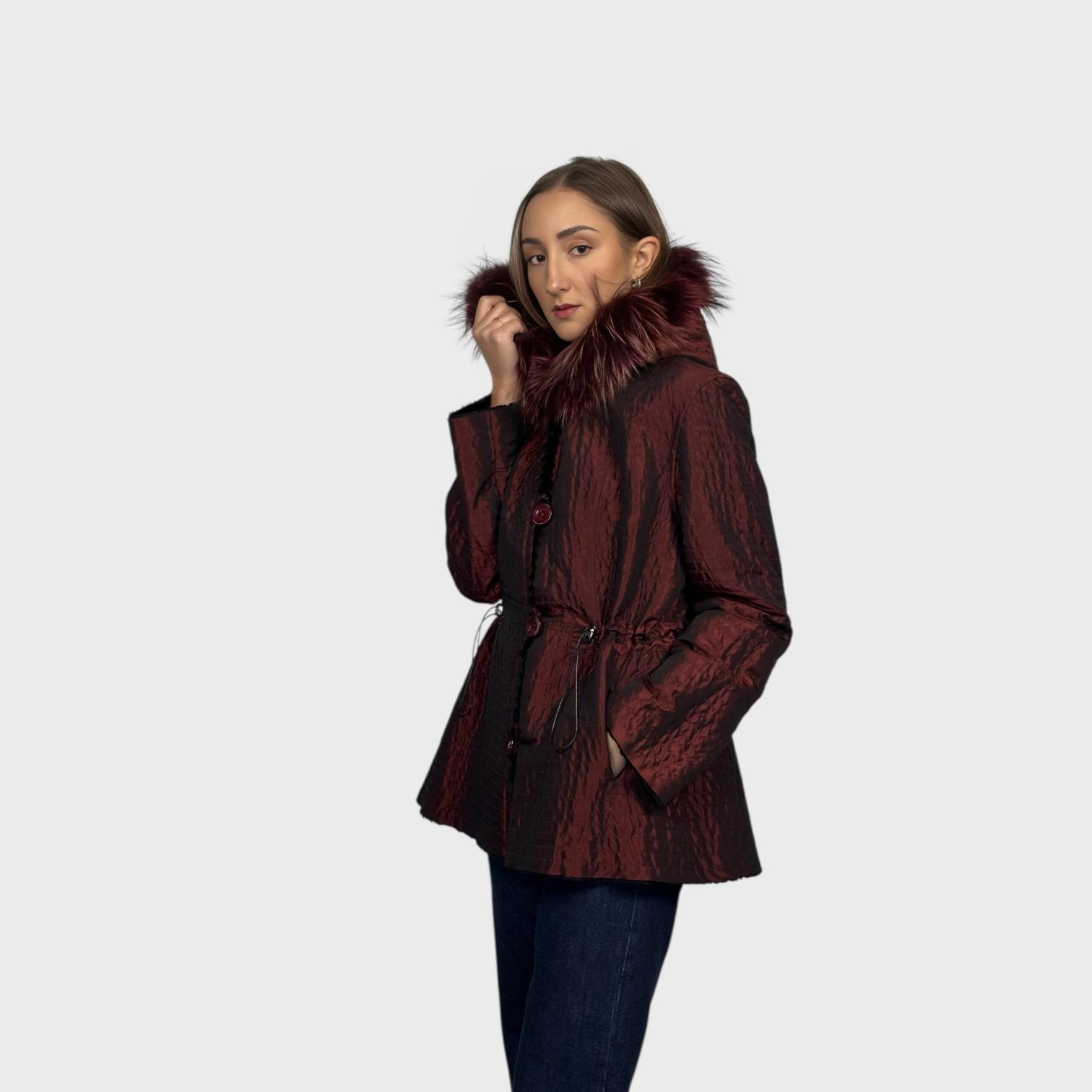 Black Dyed Sheared Beaver Reversible to Taffeta