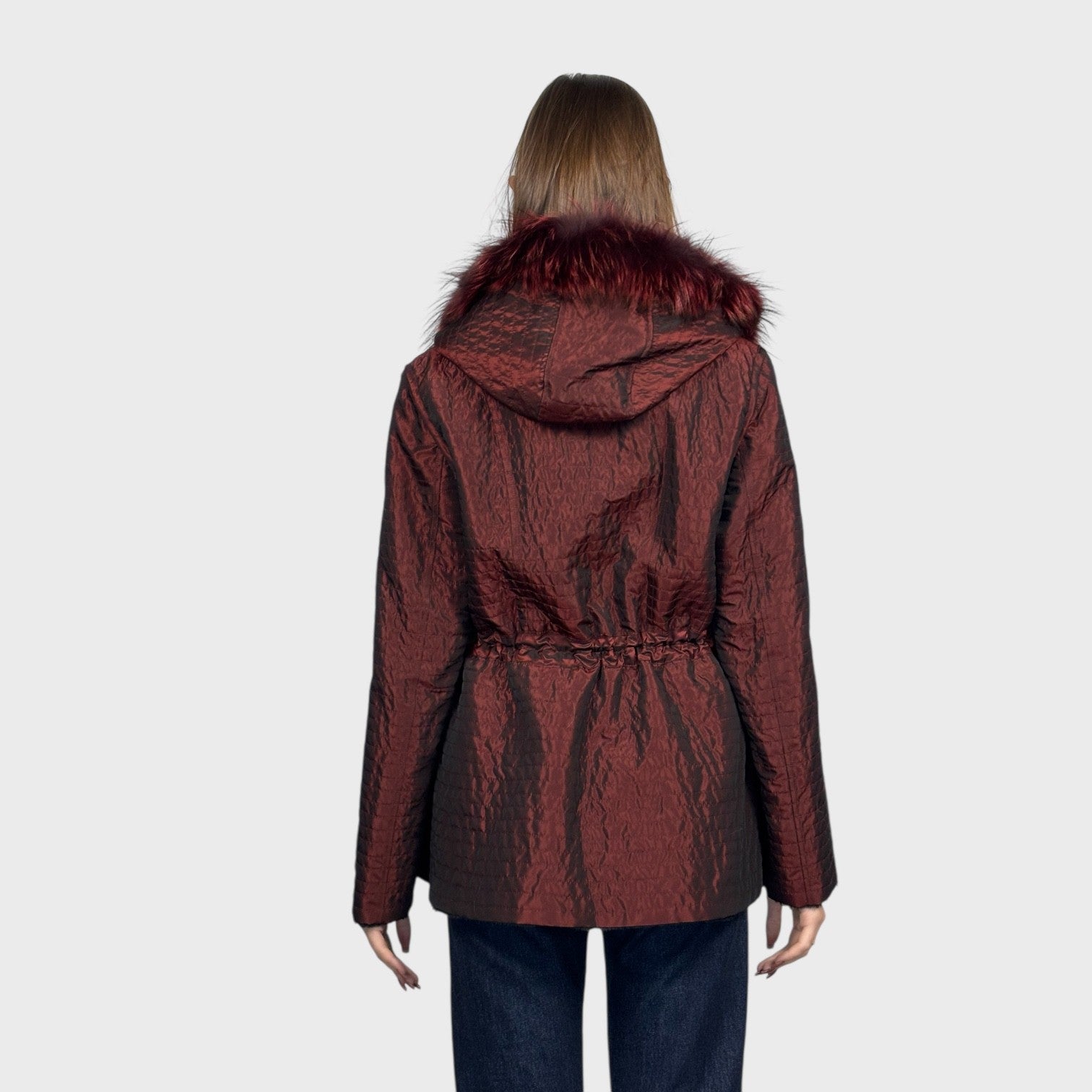 Black Dyed Sheared Beaver Reversible to Taffeta