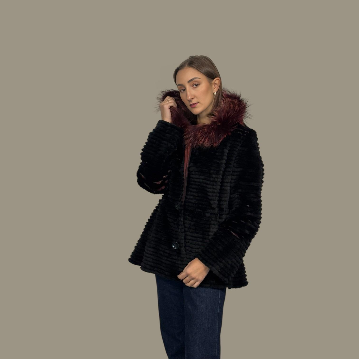 Black Dyed Sheared Beaver Reversible to Taffeta