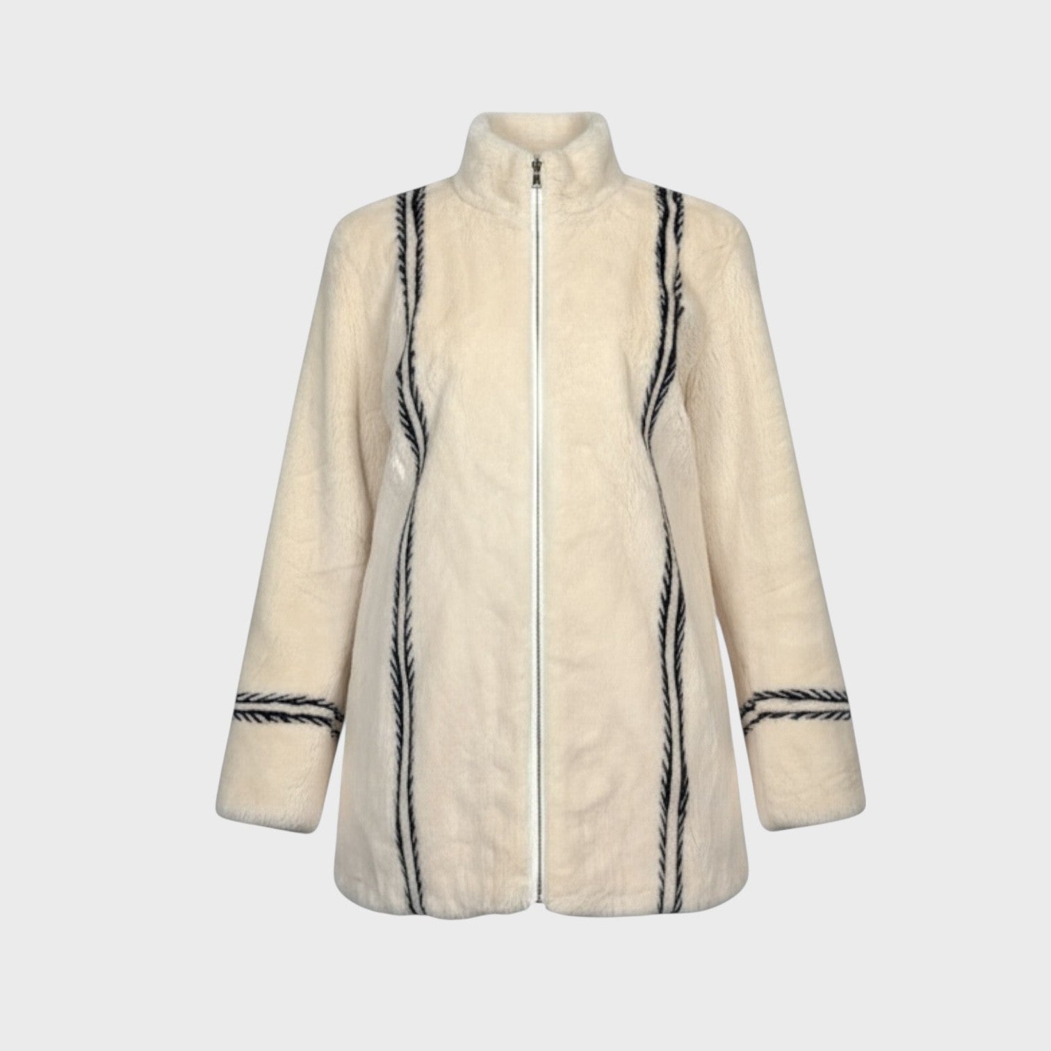 White Sheared Beaver Jacket with Inserts