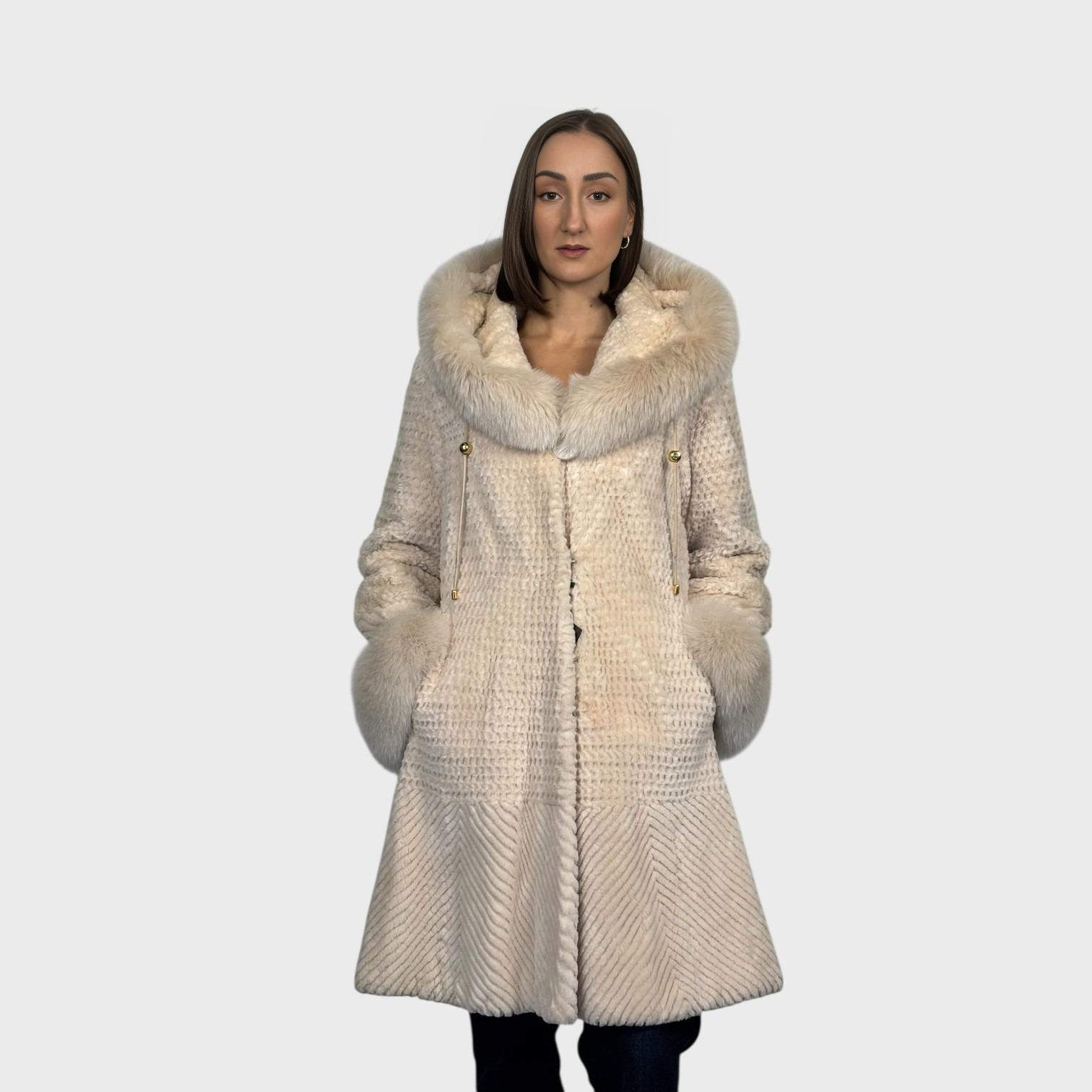 Blush Sheared Beaver Stroller and Blush Fox Trim