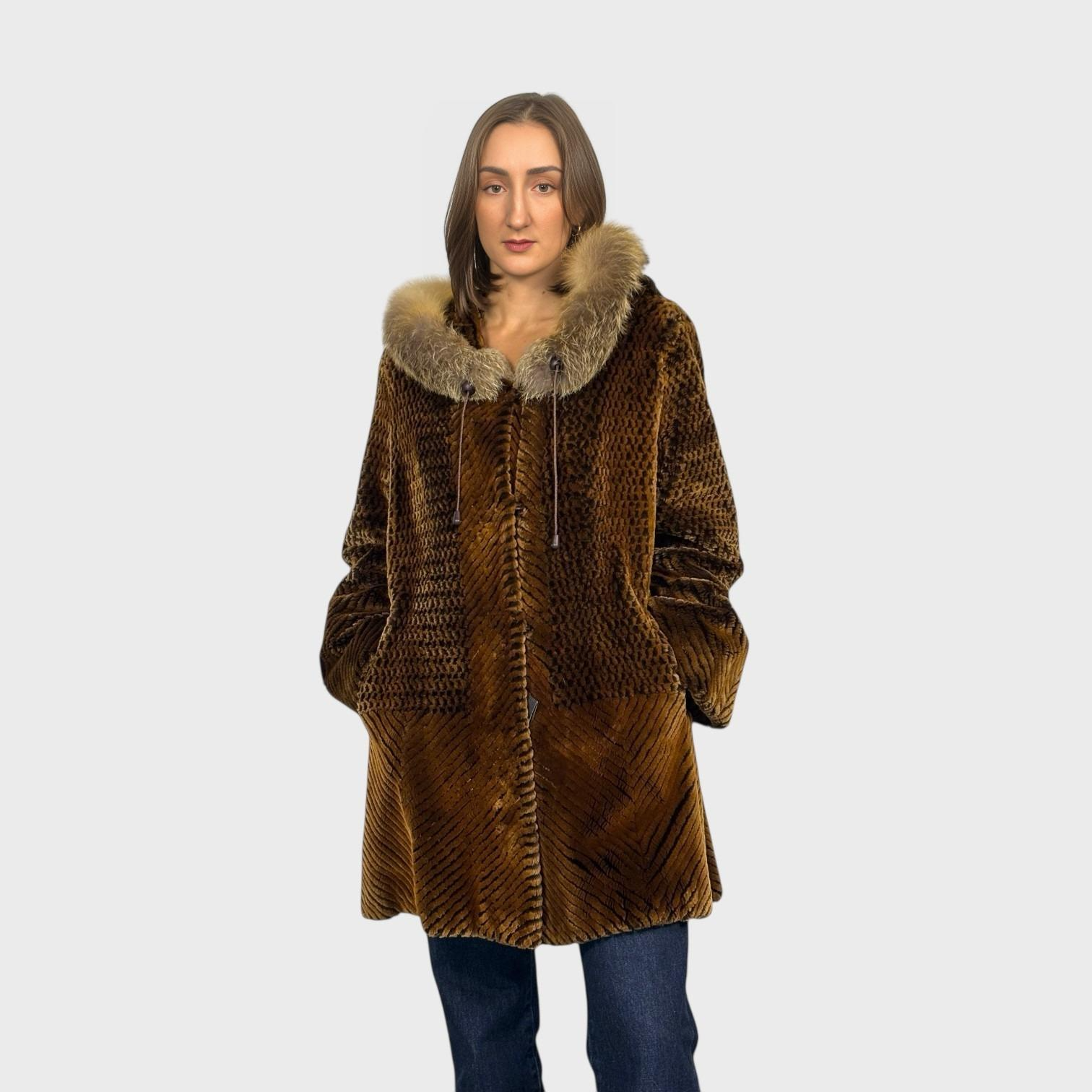 Ranch Glow Dyed Sheared and Grooved Beaver Hooded Jacket