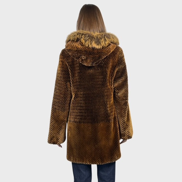 Ranch Glow Dyed Sheared and Grooved Beaver Hooded Jacket