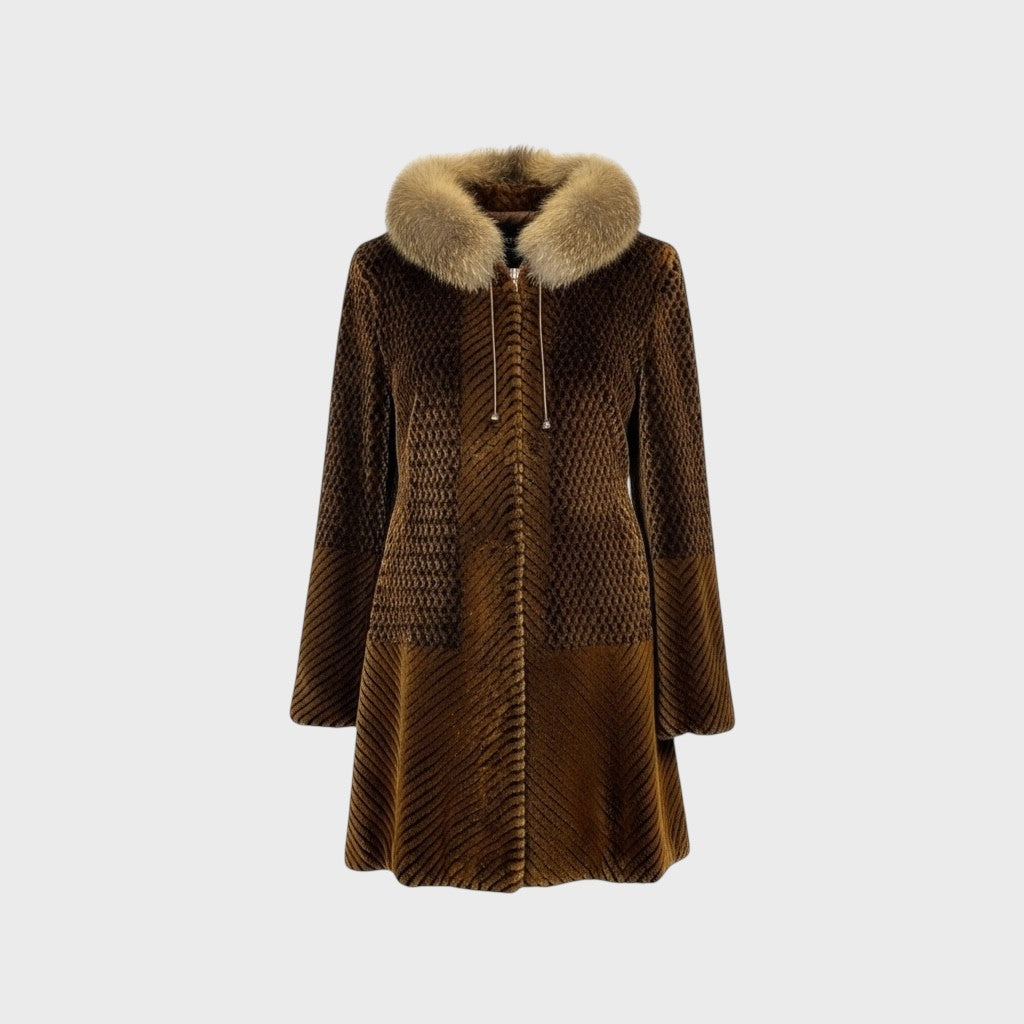 Ranch Glow Dyed Sheared and Grooved Beaver Hooded Jacket