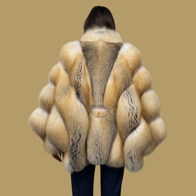 Golden Island Fox Cape Style Jacket-Leather belt