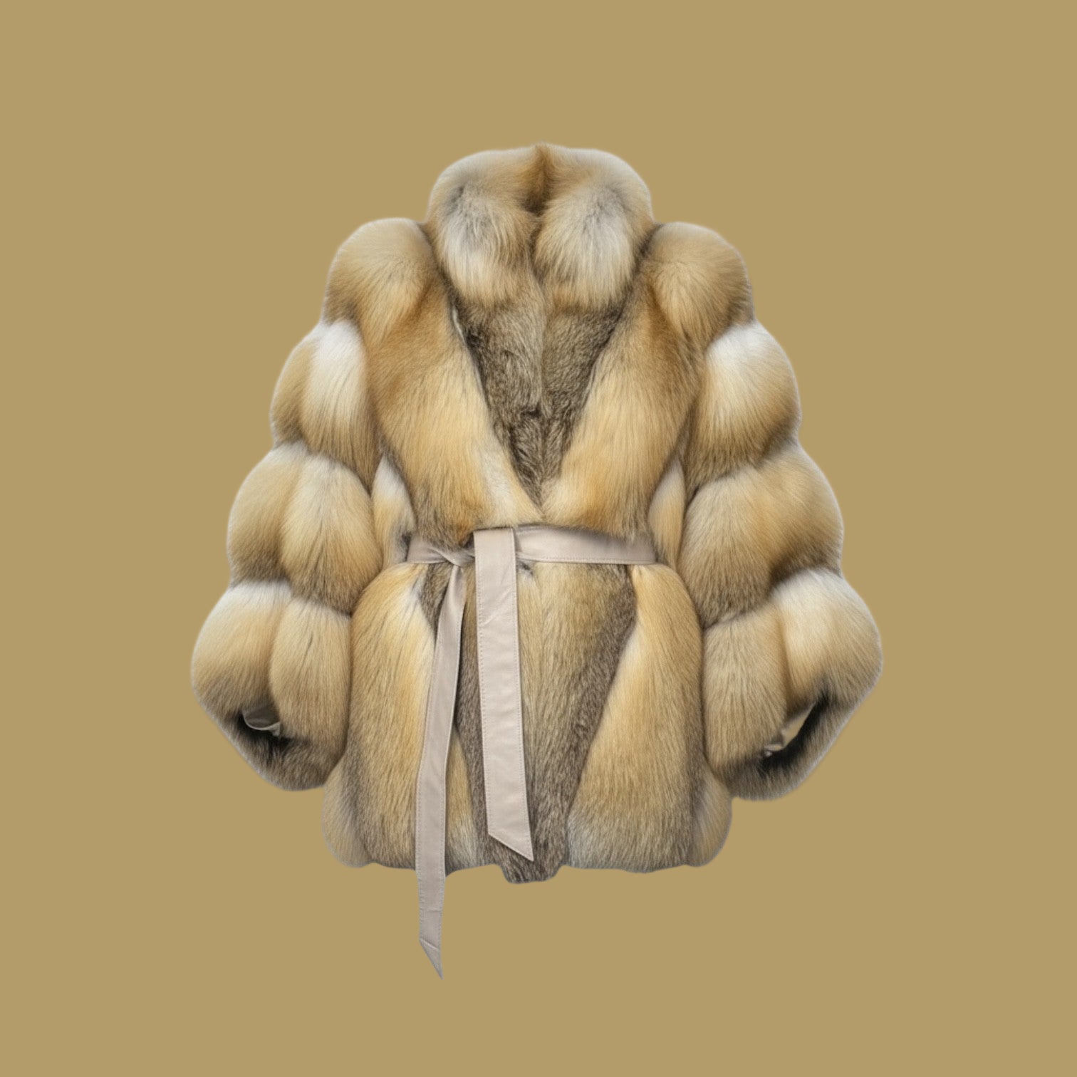 Golden Island Fox Cape Style Jacket-Leather belt