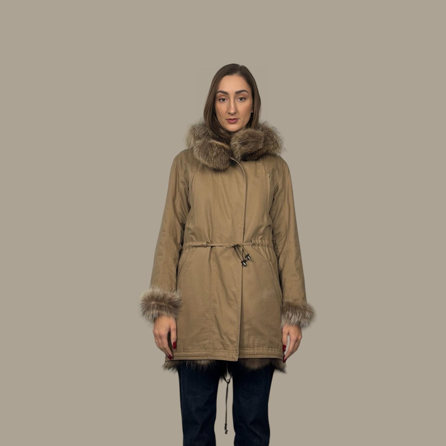 Canvas Zip Fronts Hooded Jacket Lined with Finnraccoon