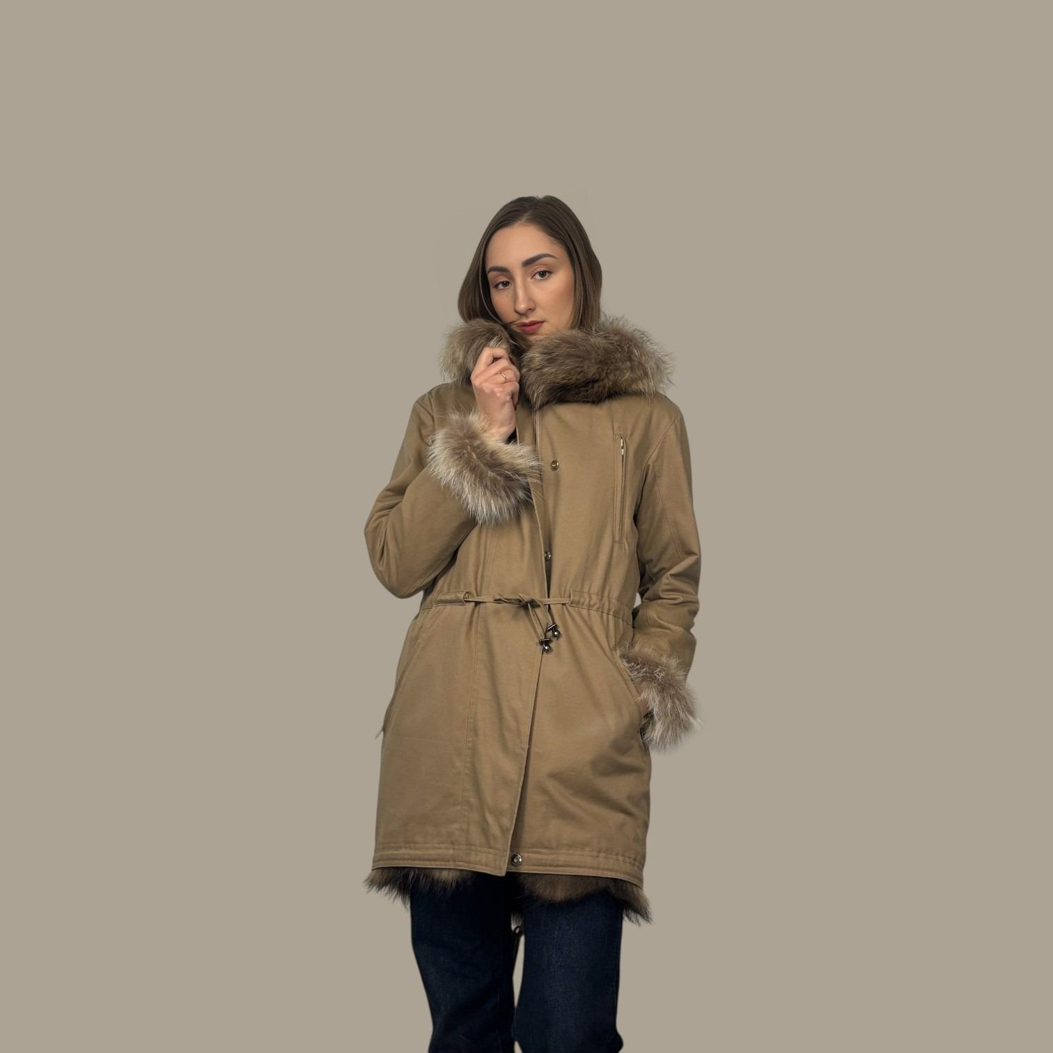 Canvas Zip Fronts Hooded Jacket Lined with Finnraccoon