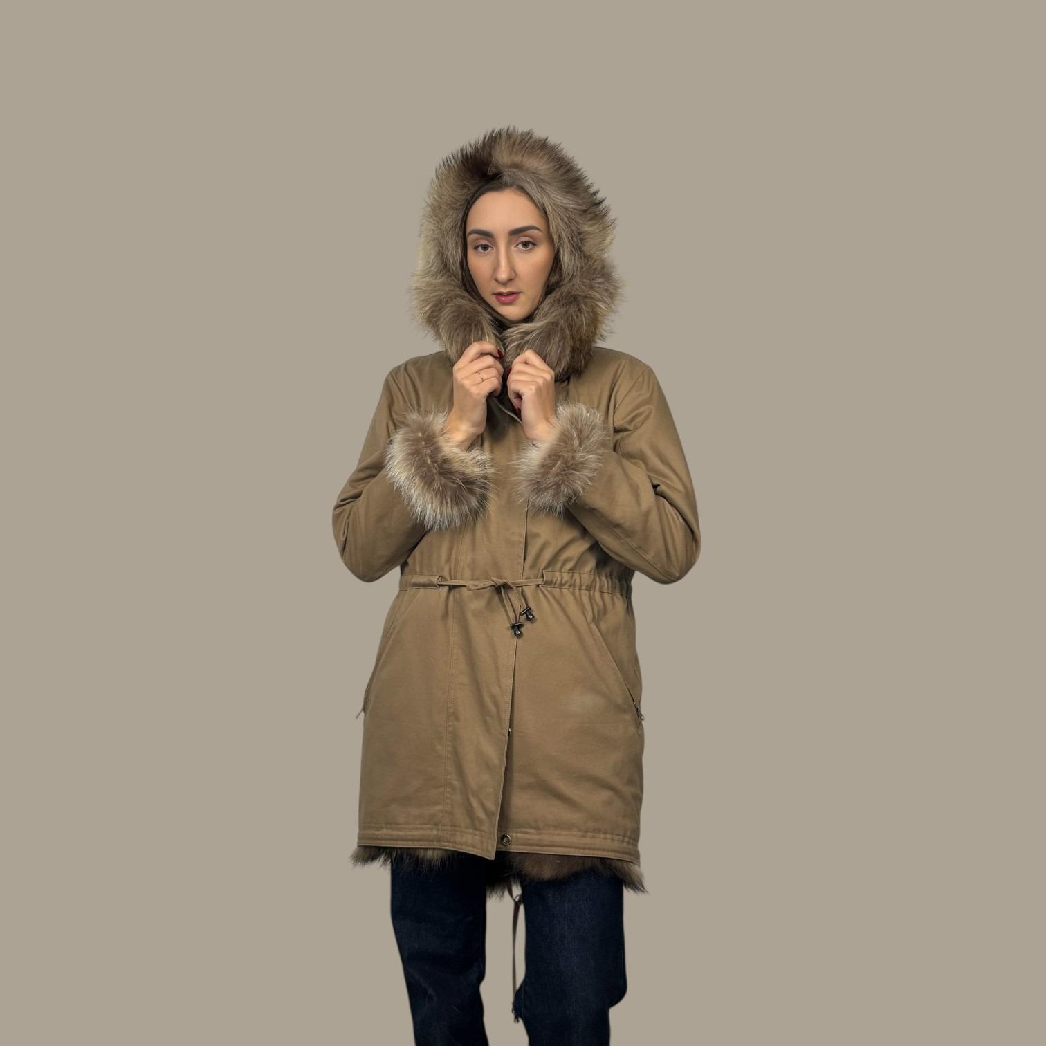 Canvas Zip Fronts Hooded Jacket Lined with Finnraccoon