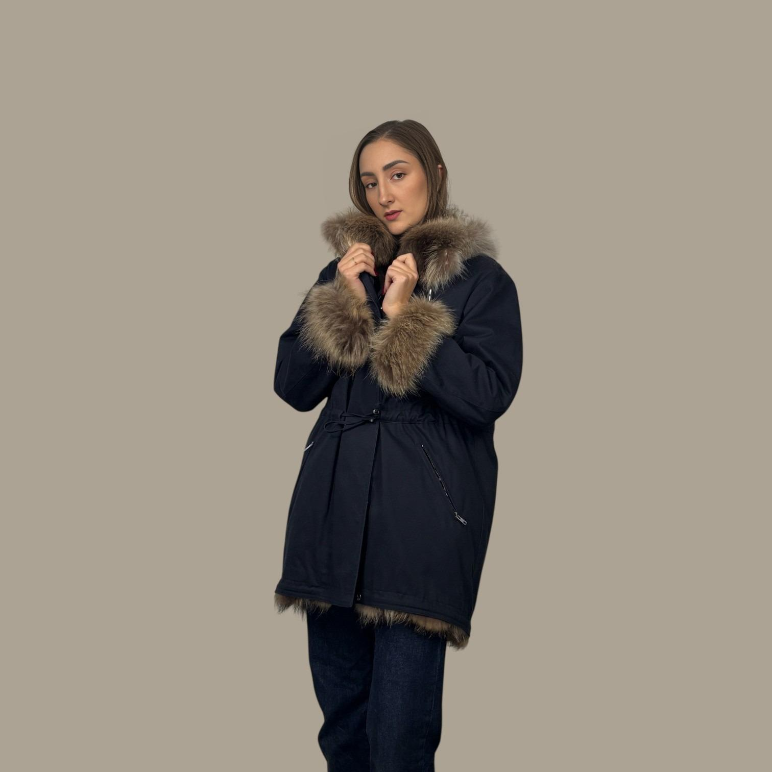 Canvas Zip Fronts Hooded Jacket Lined with Finnraccoon